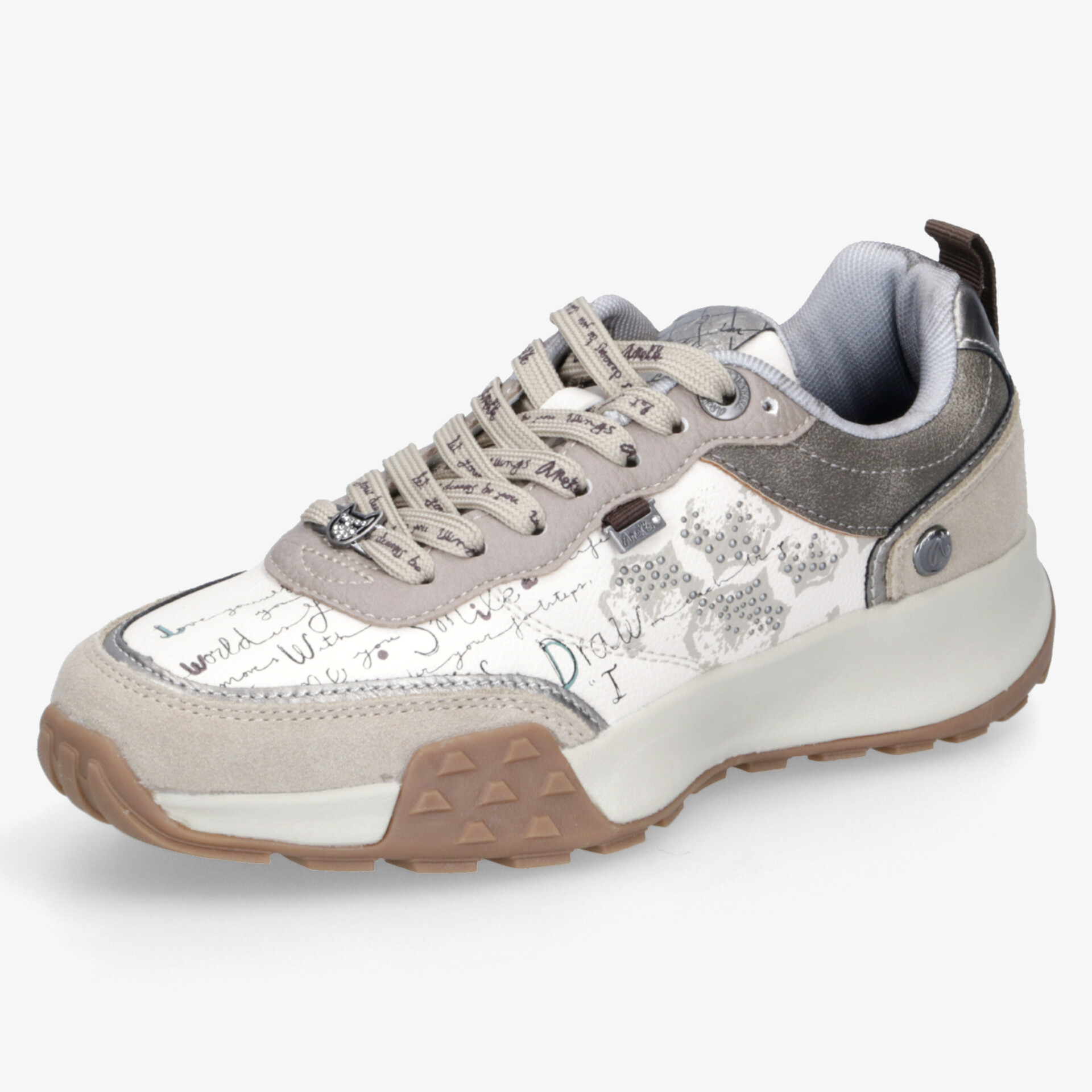 Moderner sportlicher Sneaker in Grau und Weiß mit stabiler Sohle und atmungsaktivem Material, bequem und leicht