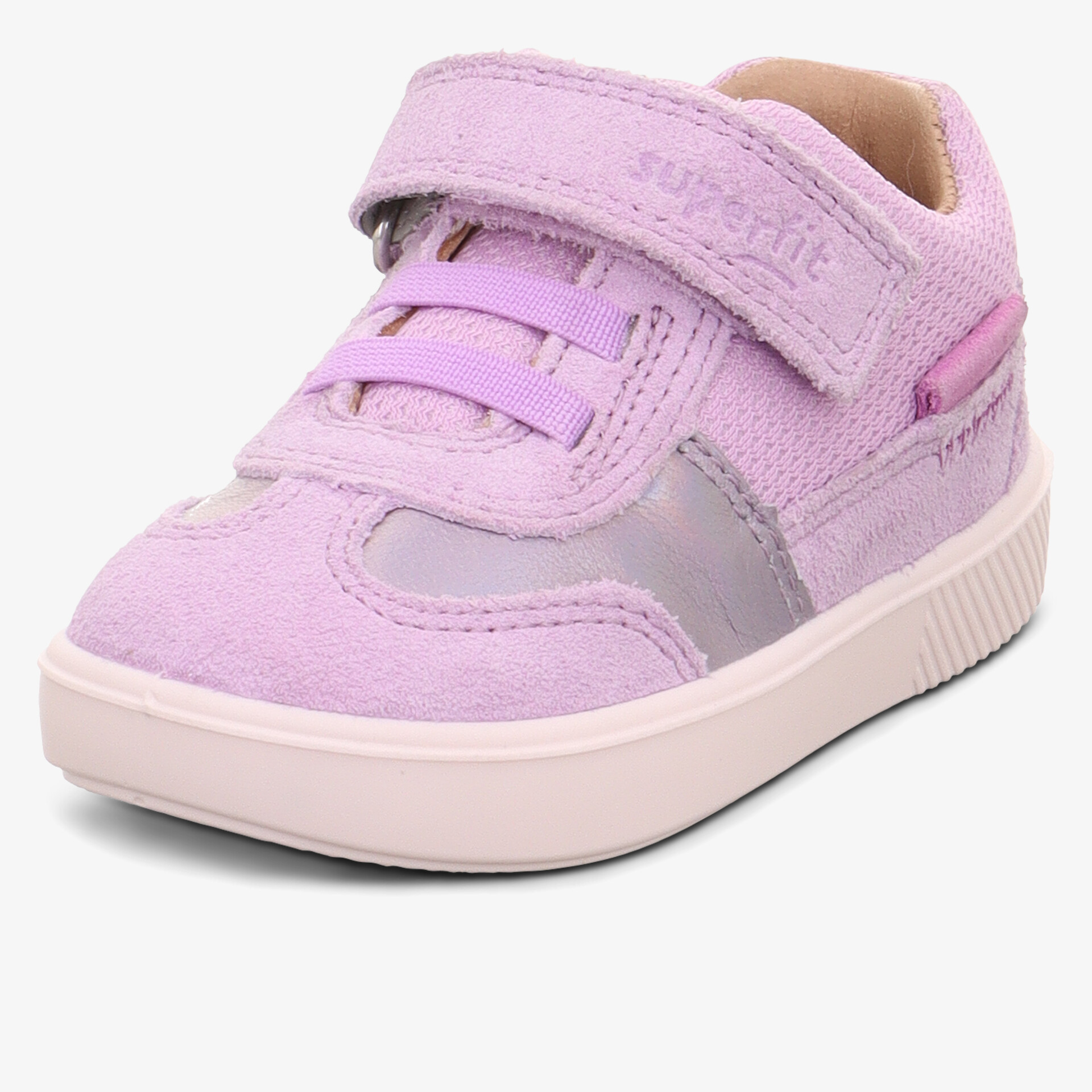 Leichter Kinderschuh aus Textil mit praktischem Klettverschluss und rutschfester Sohle, in hellem Lila