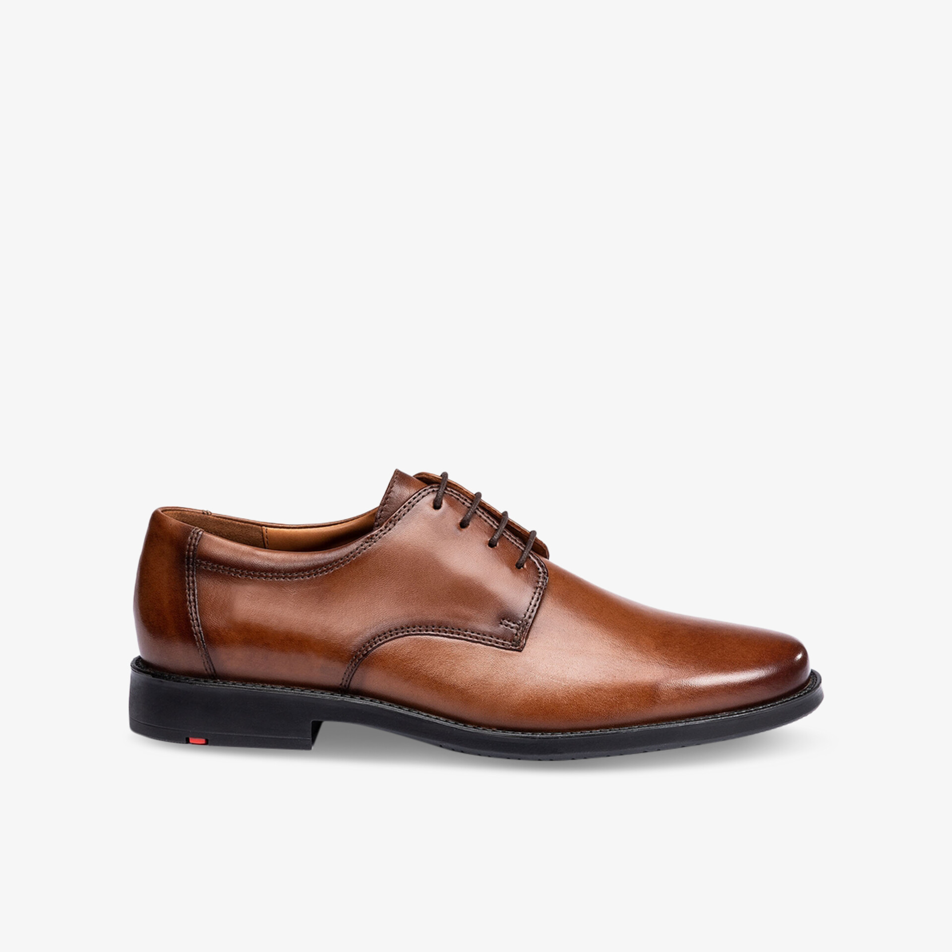 Eleganter brauner Lederschuh mit Schnürung, hoher Tragekomfort und klassischem zeitlosem Design seitlich dargestellt