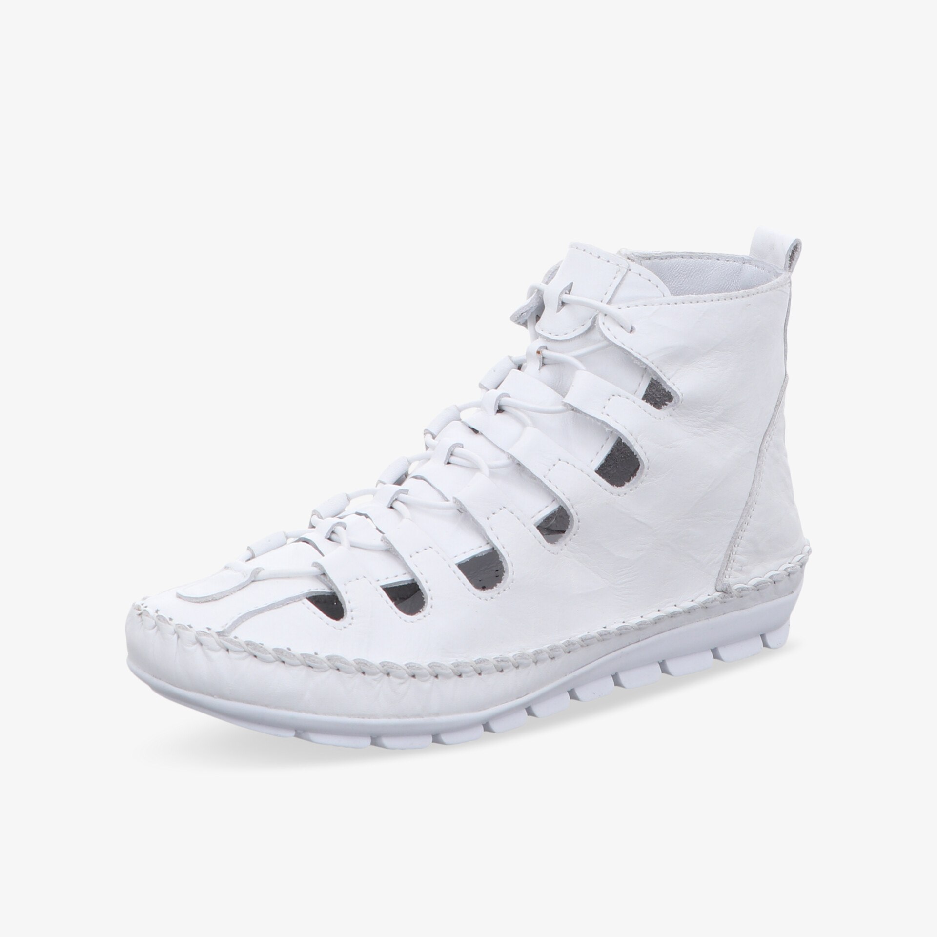 Moderner weißer Sneaker mit einzigartigem Riemendesign und rutschfester Sohle für optimalen Komfort