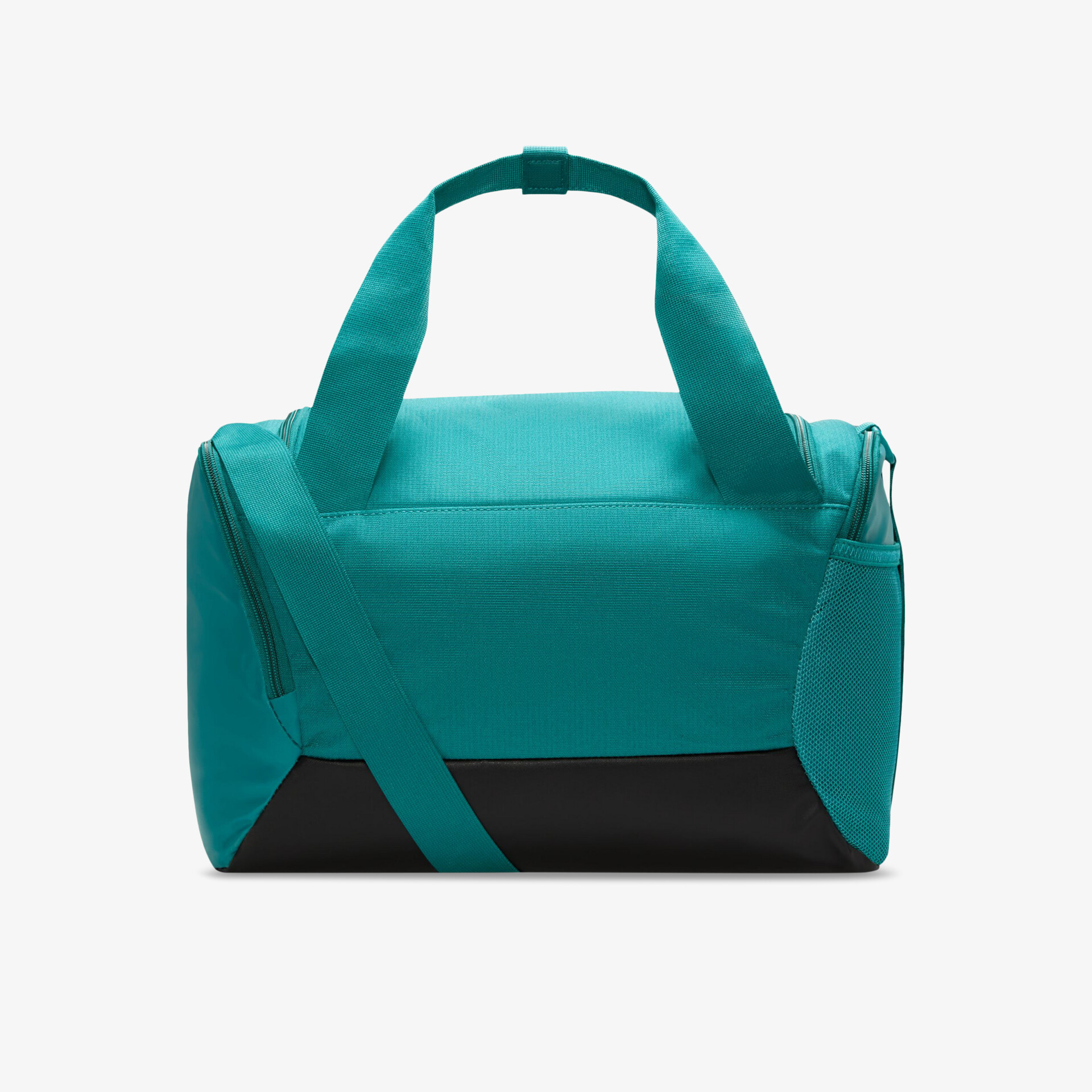 Geräumige, türkis-schwarze Tasche mit robusten Tragegriffen und praktischem Design, ideal für Reisen und Sport.