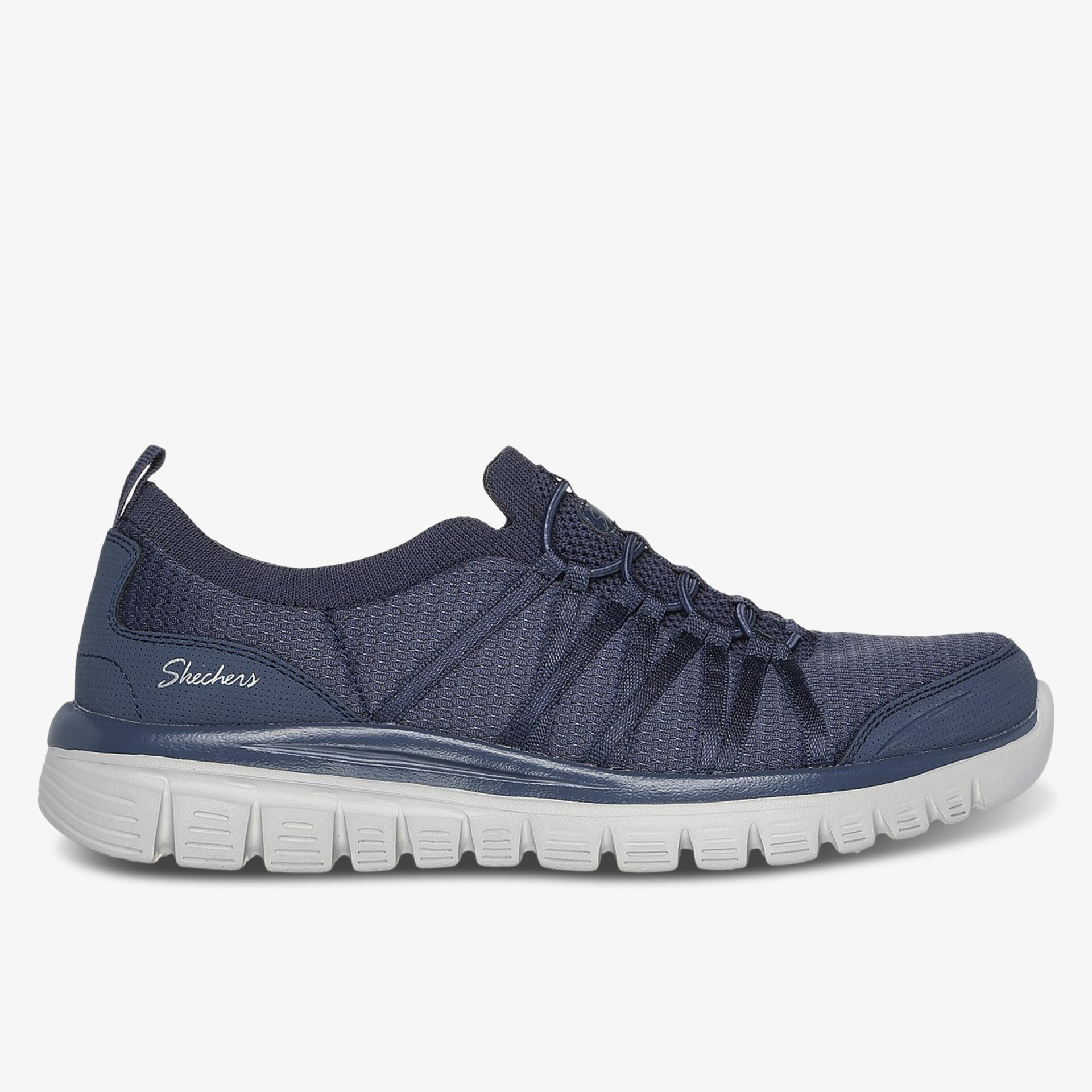 Leichter sportlicher Schuh in navy mit flexibler weißer Sohle und atmungsaktivem Material