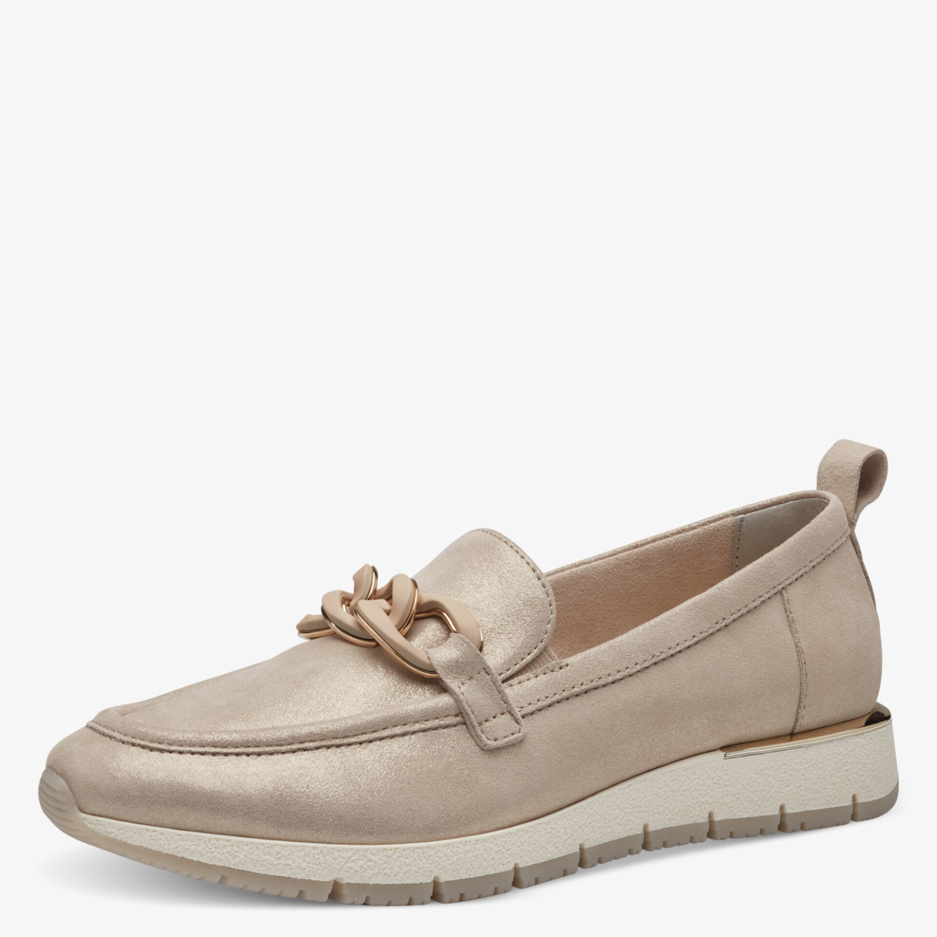 Eleganter beiger Loafer mit weicher, rutschfester Sohle und dekorativer Schleife für hohen Tragekomfort