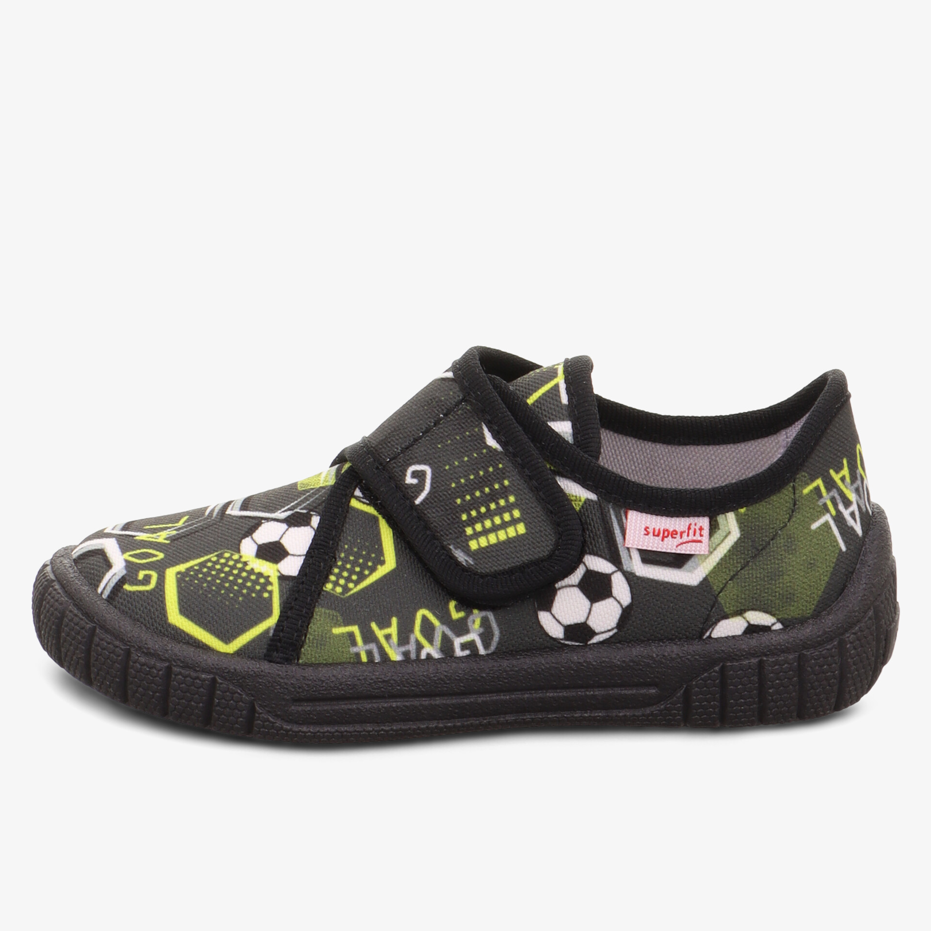 Side view of comfortable casual shoe with sporty print and sturdy sole