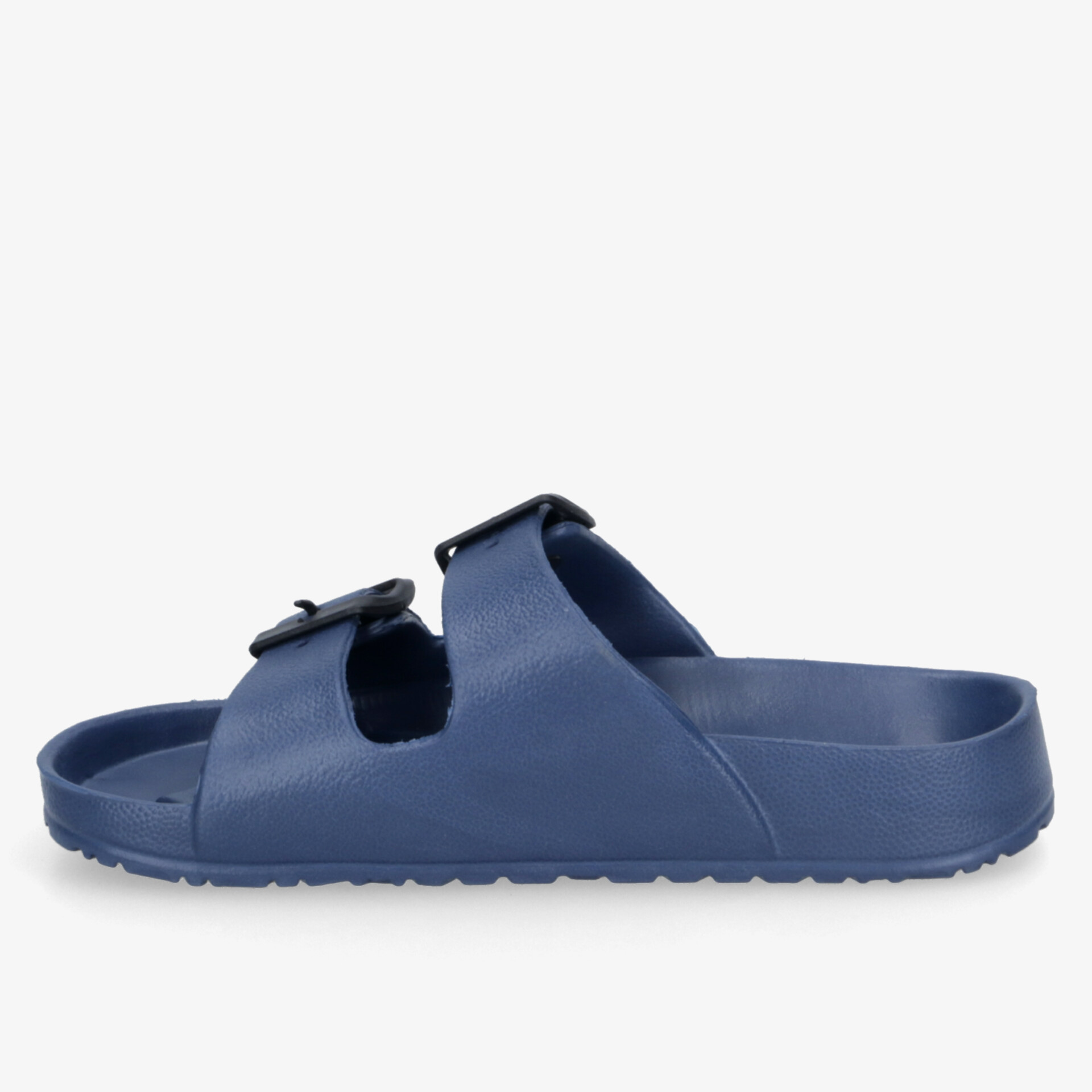 Blaue Badepantolette mit verstellbaren Riemen, ideal für Komfort und Freizeitaktivitäten.