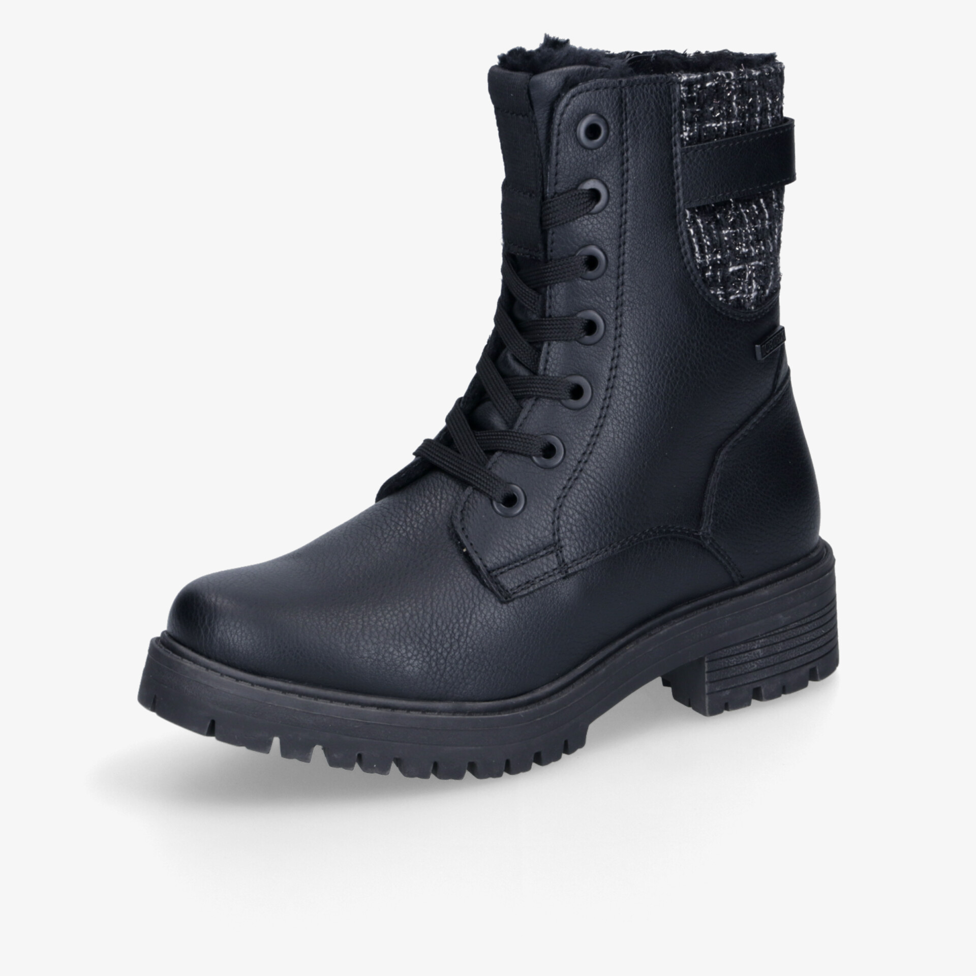 Robuster schwarzer Stiefel mit Schnürung und rutschfester Sohle für hohen Tragekomfort und langlebige Nutzung