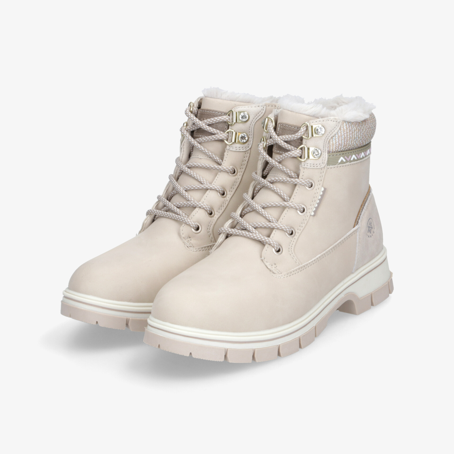 Beige Winterstiefel mit warmem Futter und robuster, rutschfester Sohle im Paar, bequem und stilvoll