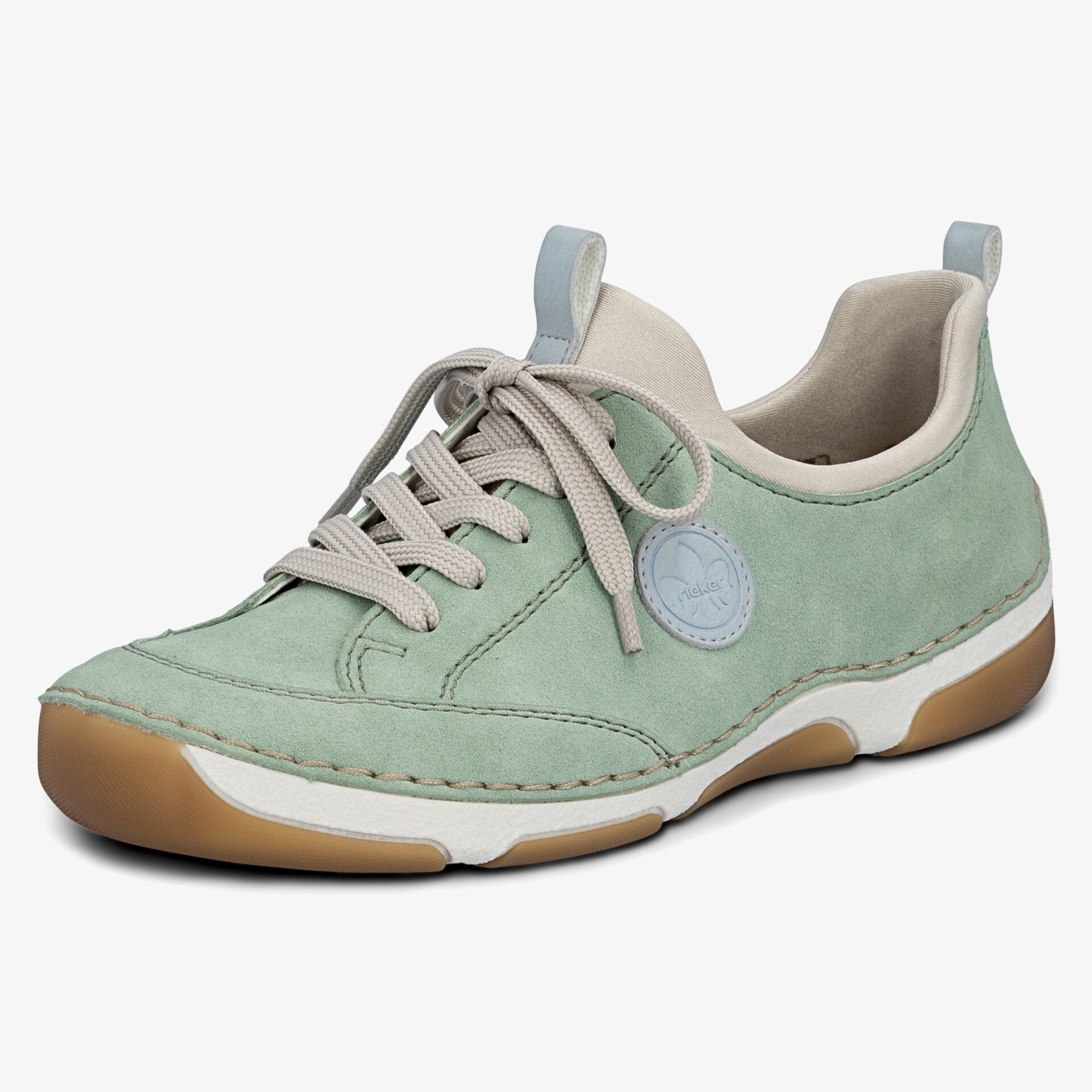 Moderner Schnürschuh in Mintgrün mit bequemer Passform und rutschfester Gummisohle für angenehmen Tragekomfort