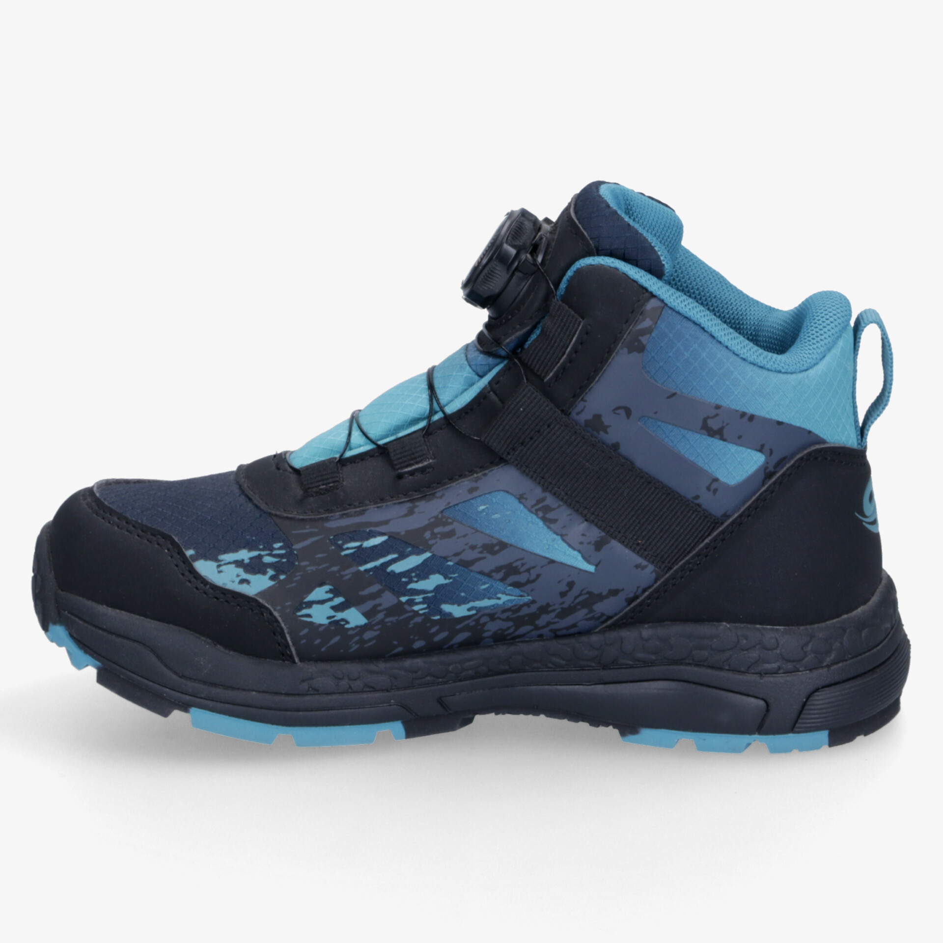 Robuster, atmungsaktiver Wanderschuh mit rutschfester Sohle und gepolstertem Schaft in Blau und Schwarz