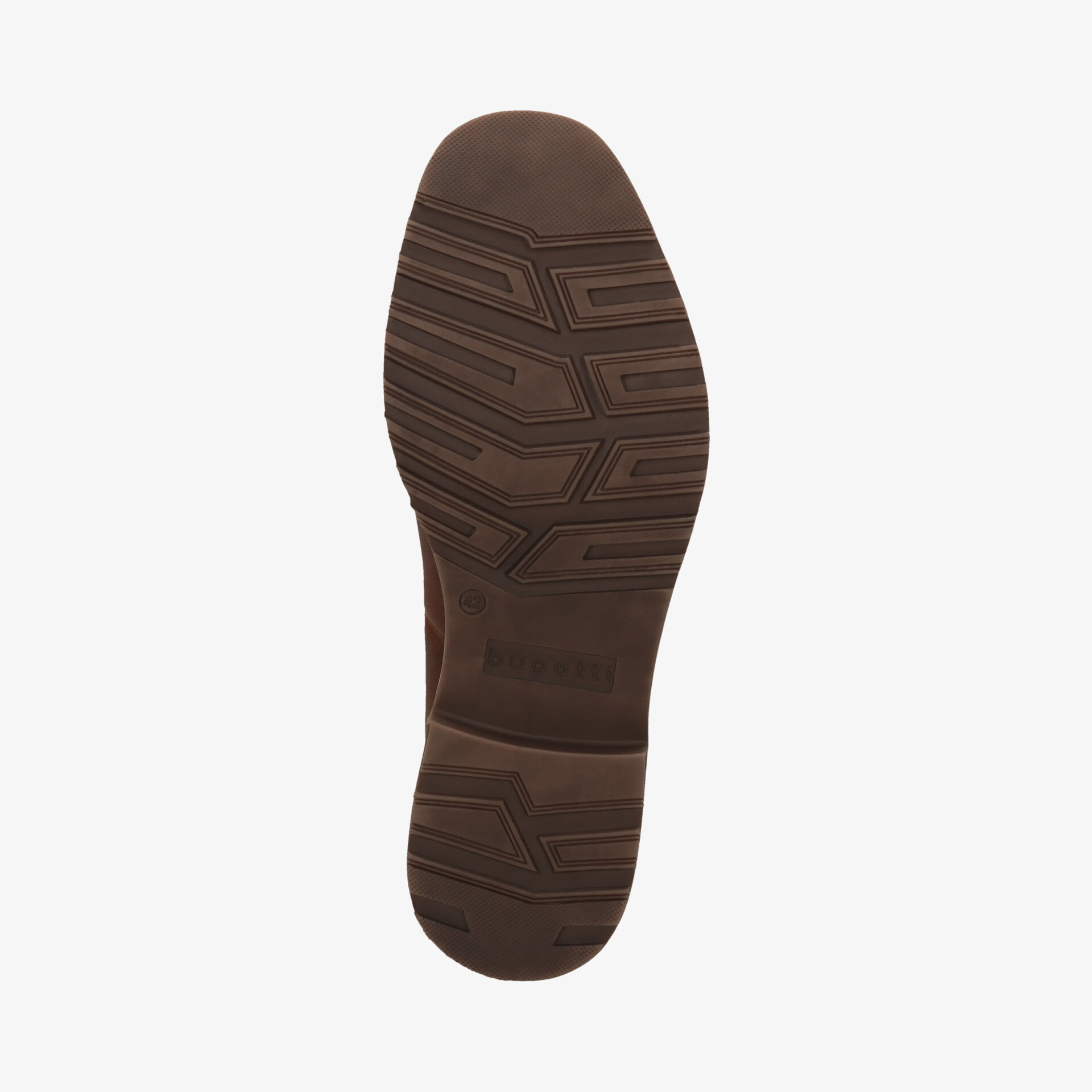 Robuste braune Schuhsohle mit profilierter Struktur für optimalen Halt und hohe Strapazierfähigkeit