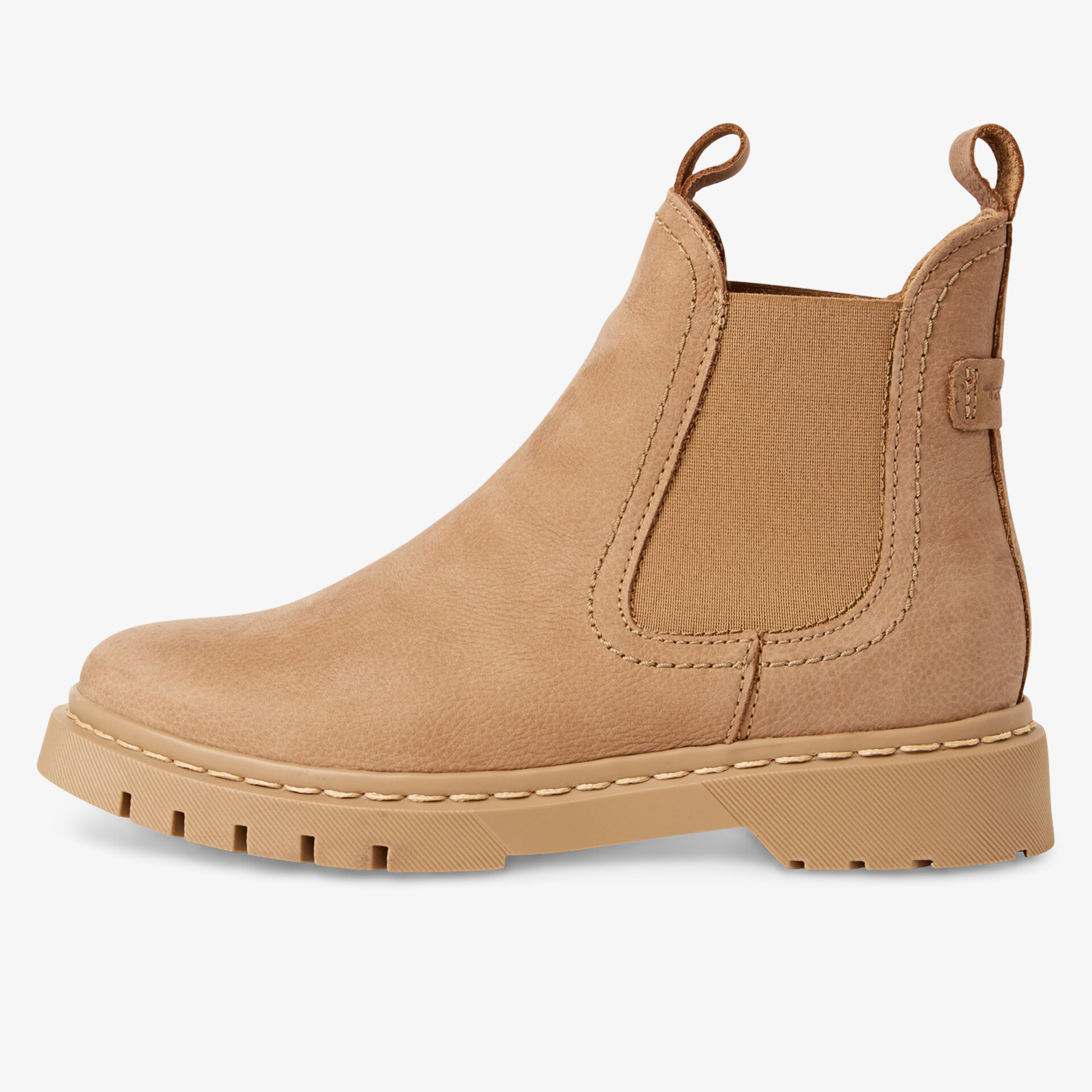 Bequemer Chelsea Boot mit elastischem Einsatz und rutschfester Sohle in hellbraun