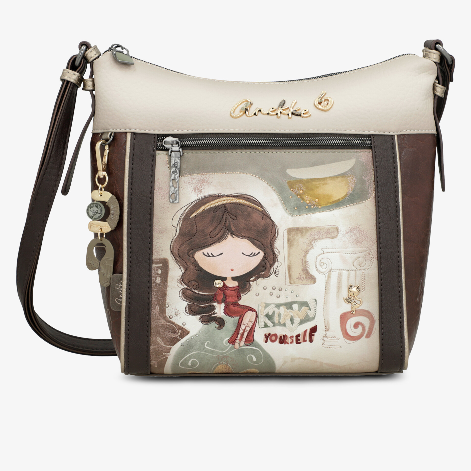 Modische Handtasche mit kreativem Druck, robustem Material und praktischem Reißverschluss