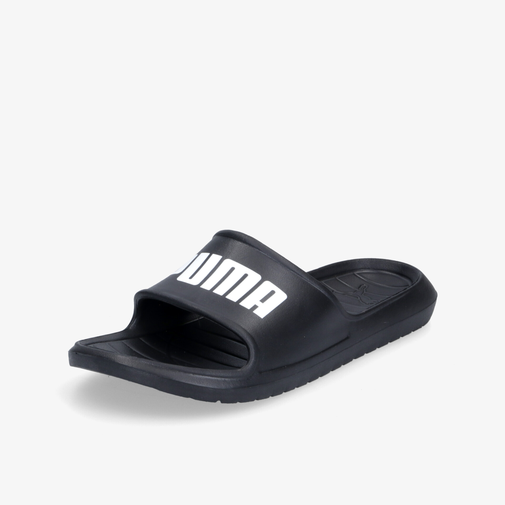 Stylische schwarze Sandale mit Logo, bequem und ideal für den täglichen Gebrauch.