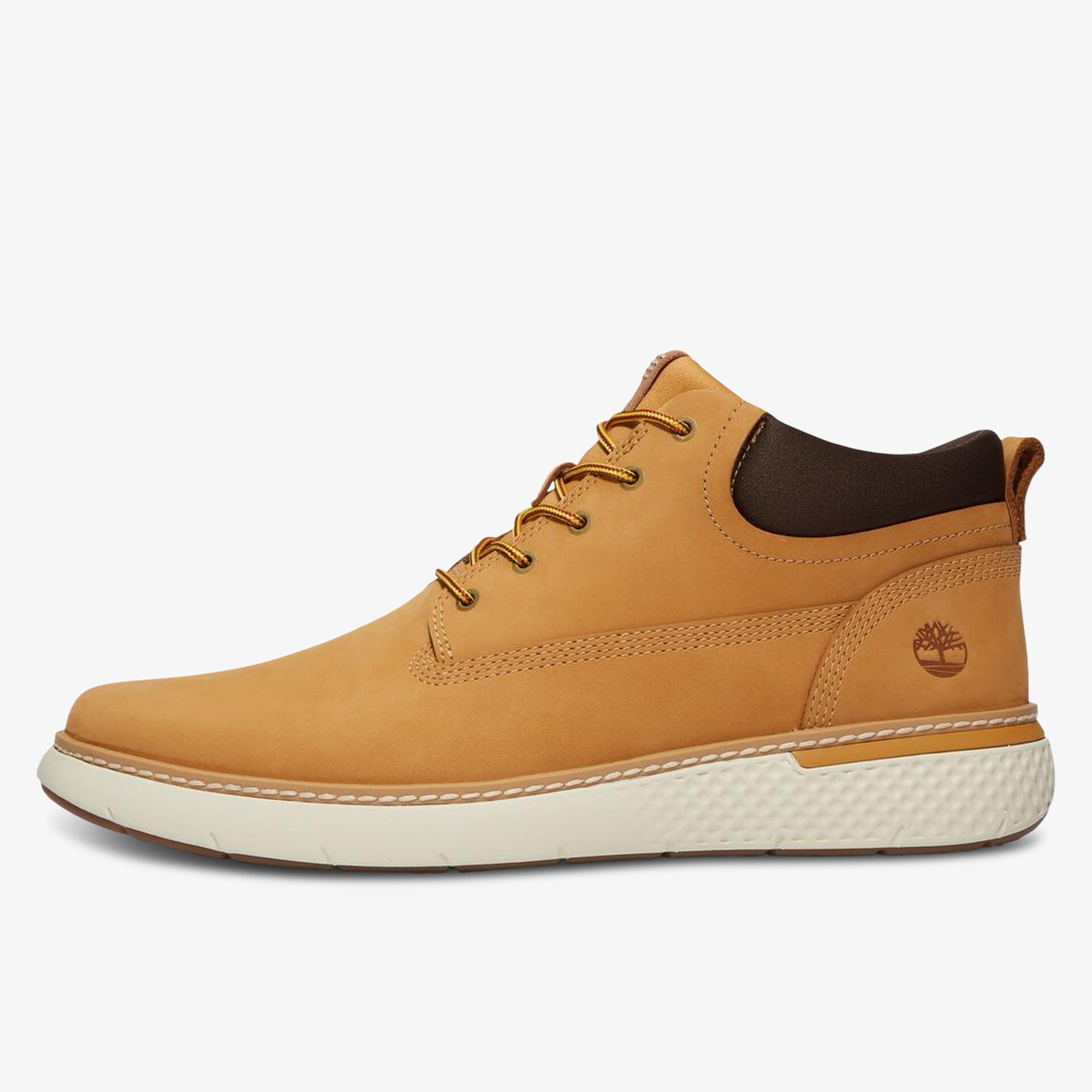 Moderner bequemer Schuh in klarer seitlicher Ansicht mit hochwertigem Material und profilierter Sohle
