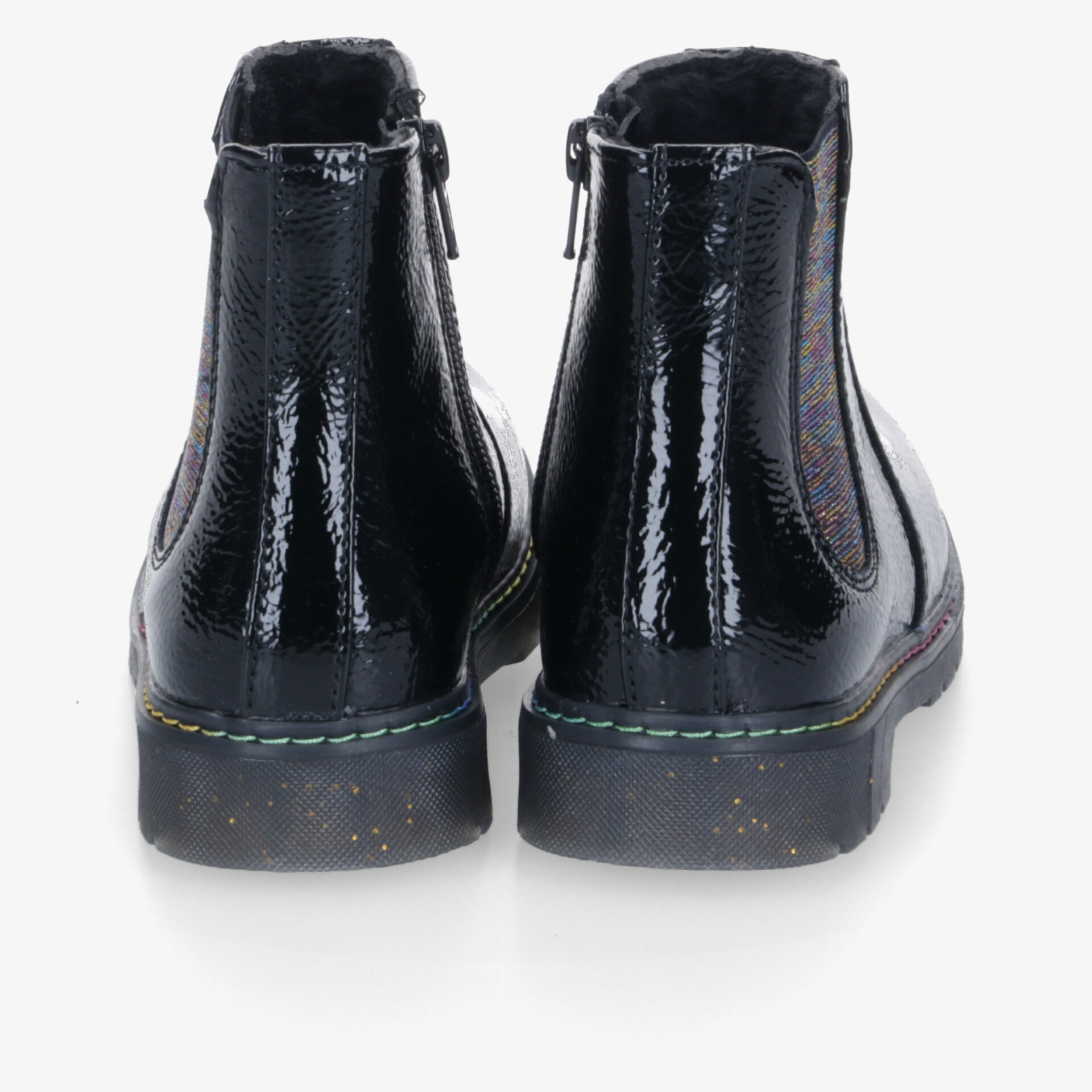 Schwarze Lackleder Stiefeletten mit praktischem Reißverschluss und rutschfester Sohle, stabil und modisch