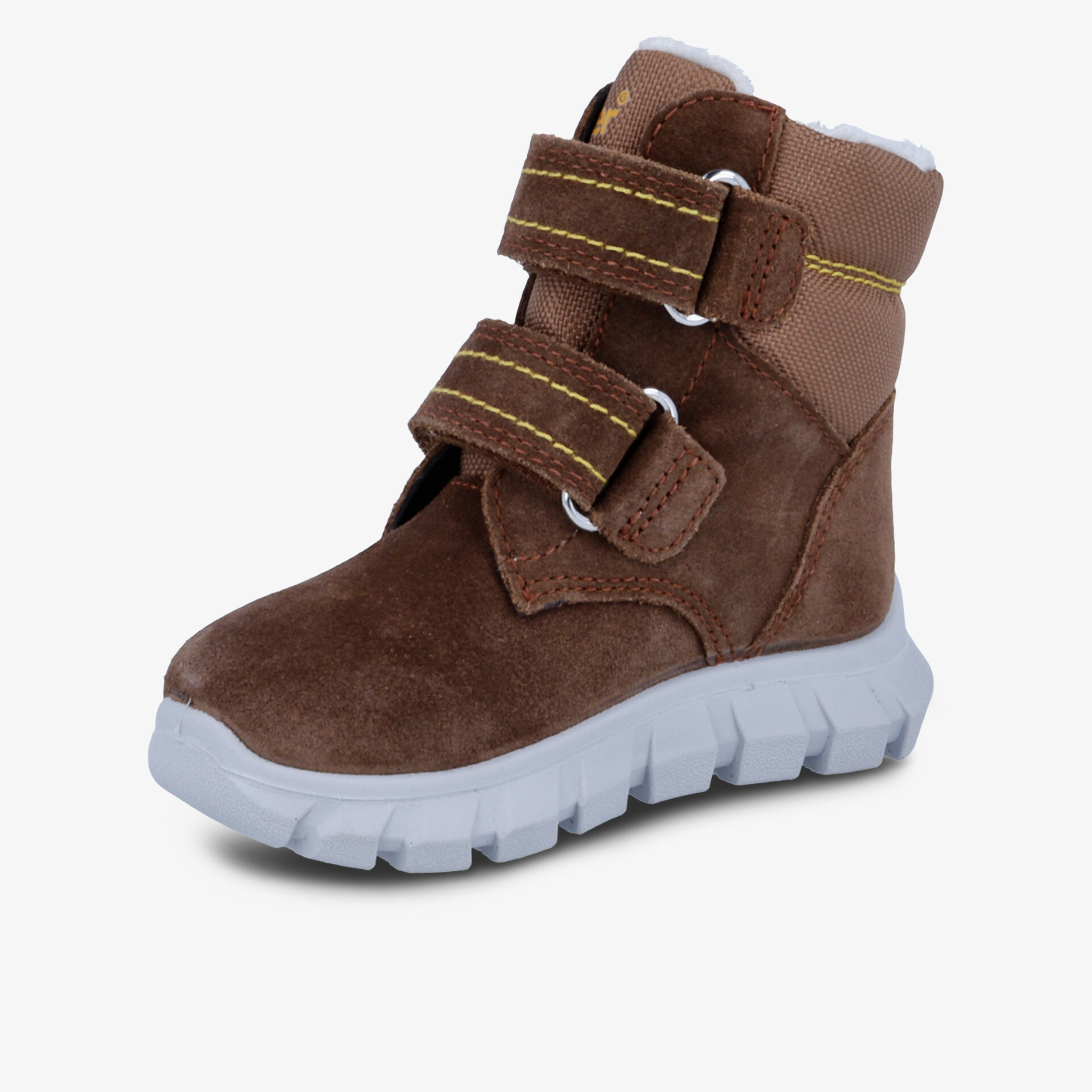 Brauner Schuh mit hohem Schaft und zwei Klettverschlüssen für optimalen Halt und Komfort