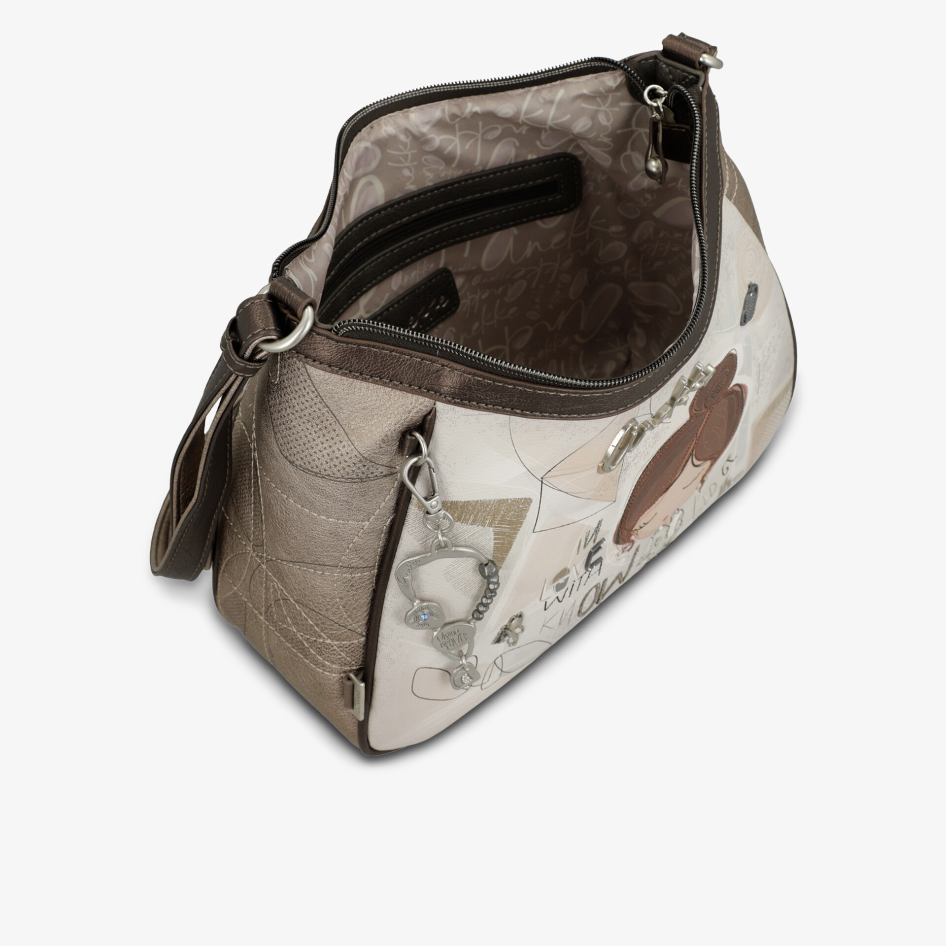 Hochwertige Tasche mit Taschenfach, stabilem Griff und modernem Design seitlich schräg sichtbar