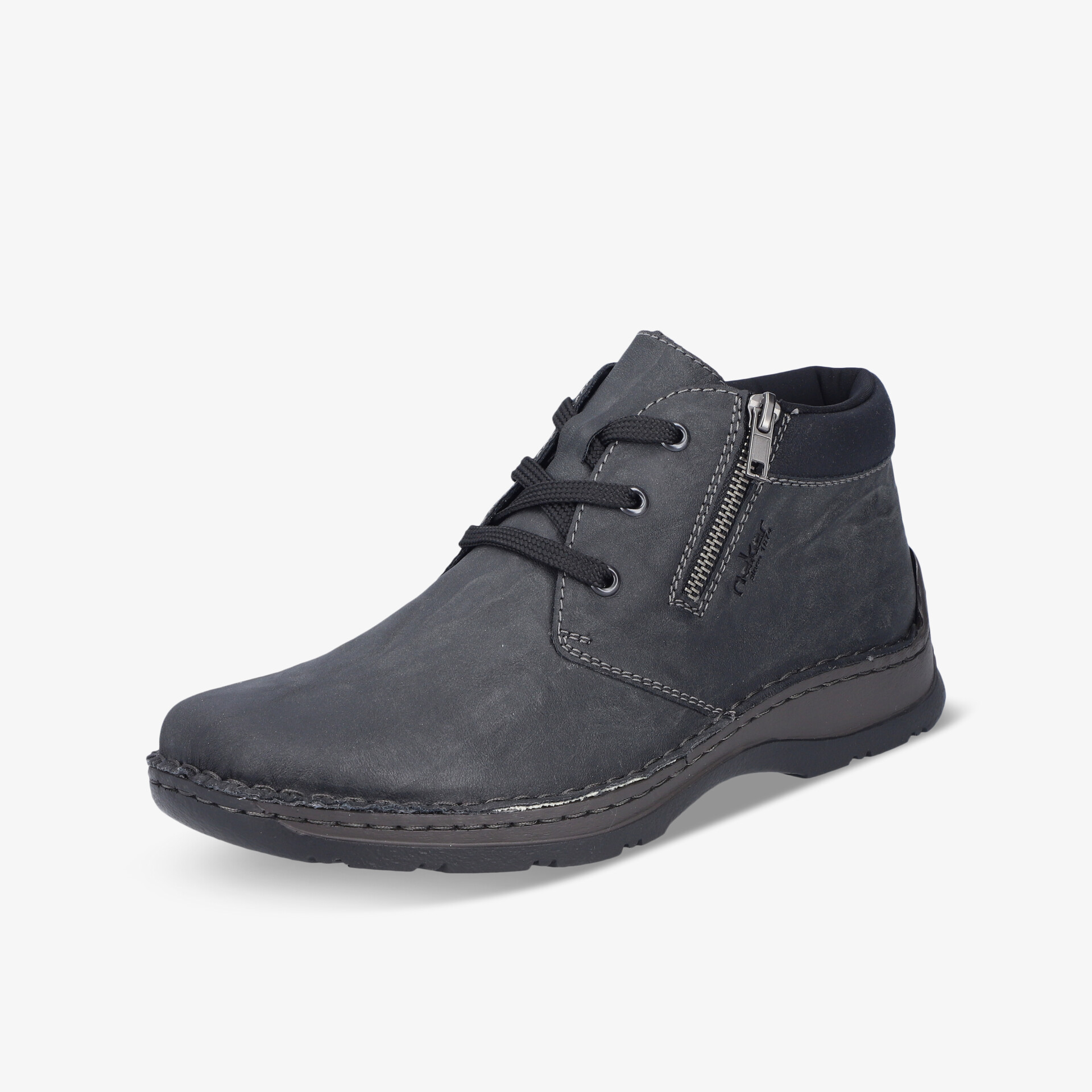 Schwarzer Halbschuh mit Reißverschluss, bequeme Passform und rutschfester Sohle für optimalen Komfort