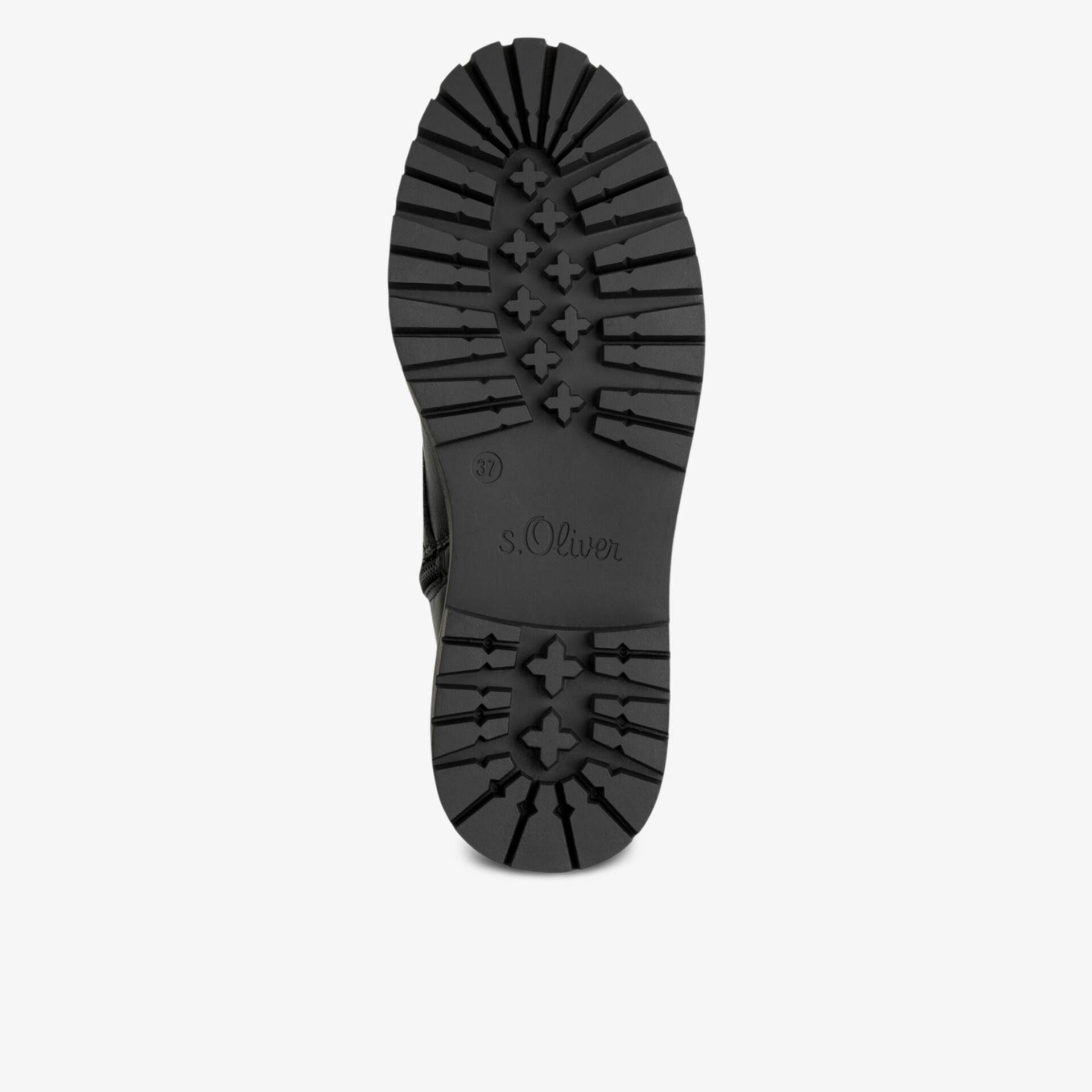 Rutschfeste und robuste Schuhsohle mit tiefem Profil für sicheren Halt auf verschiedenen Untergründen