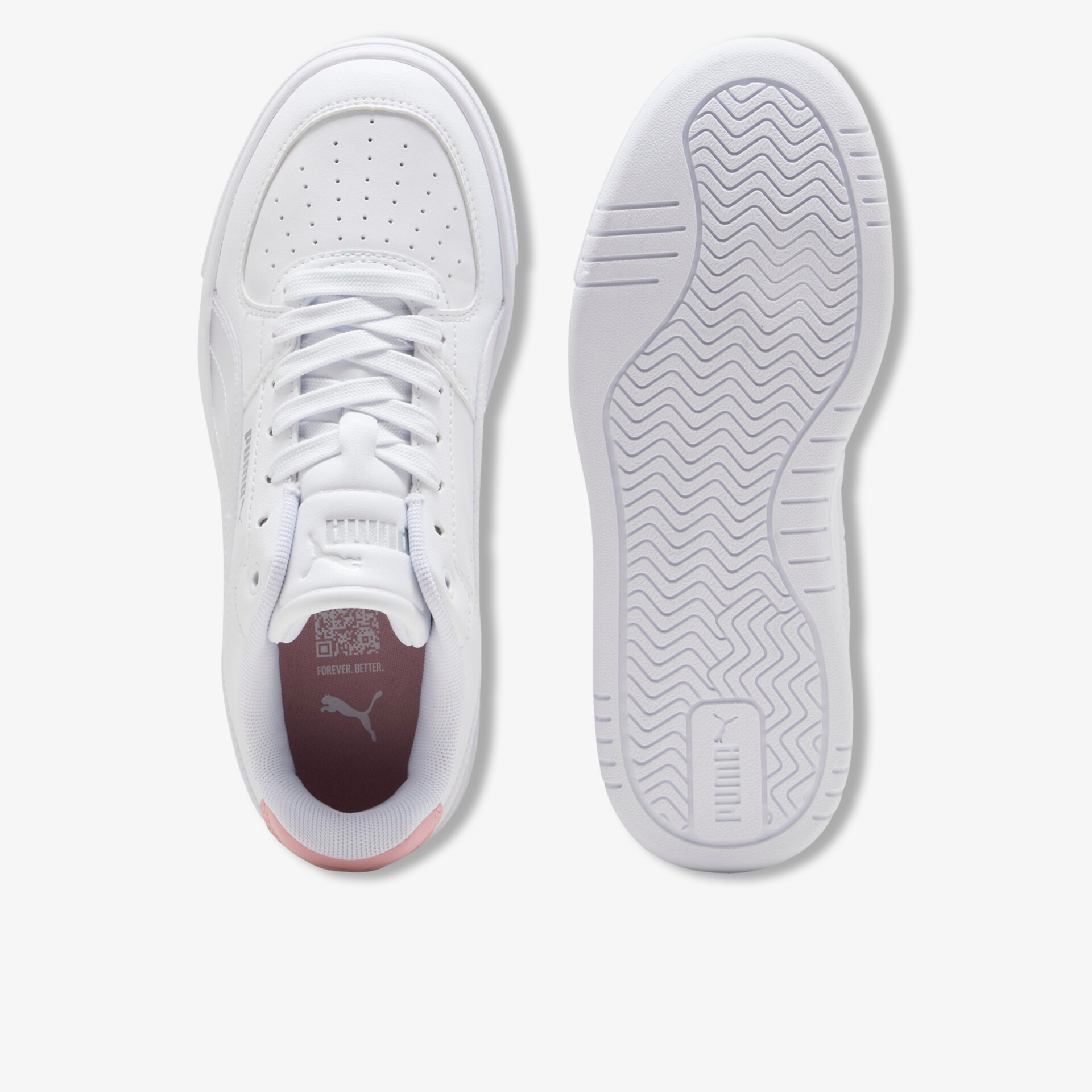 Weißer Sneaker mit atmungsaktiver Oberfläche und leichter rutschfester Sohle, sportlicher Komfortschuh