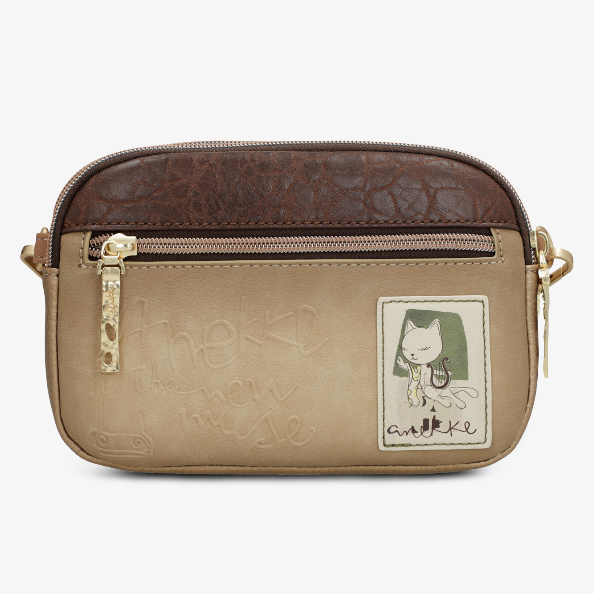 Elegante zweifarbige Tasche mit praktischem Reißverschluss und stilvollem Design.