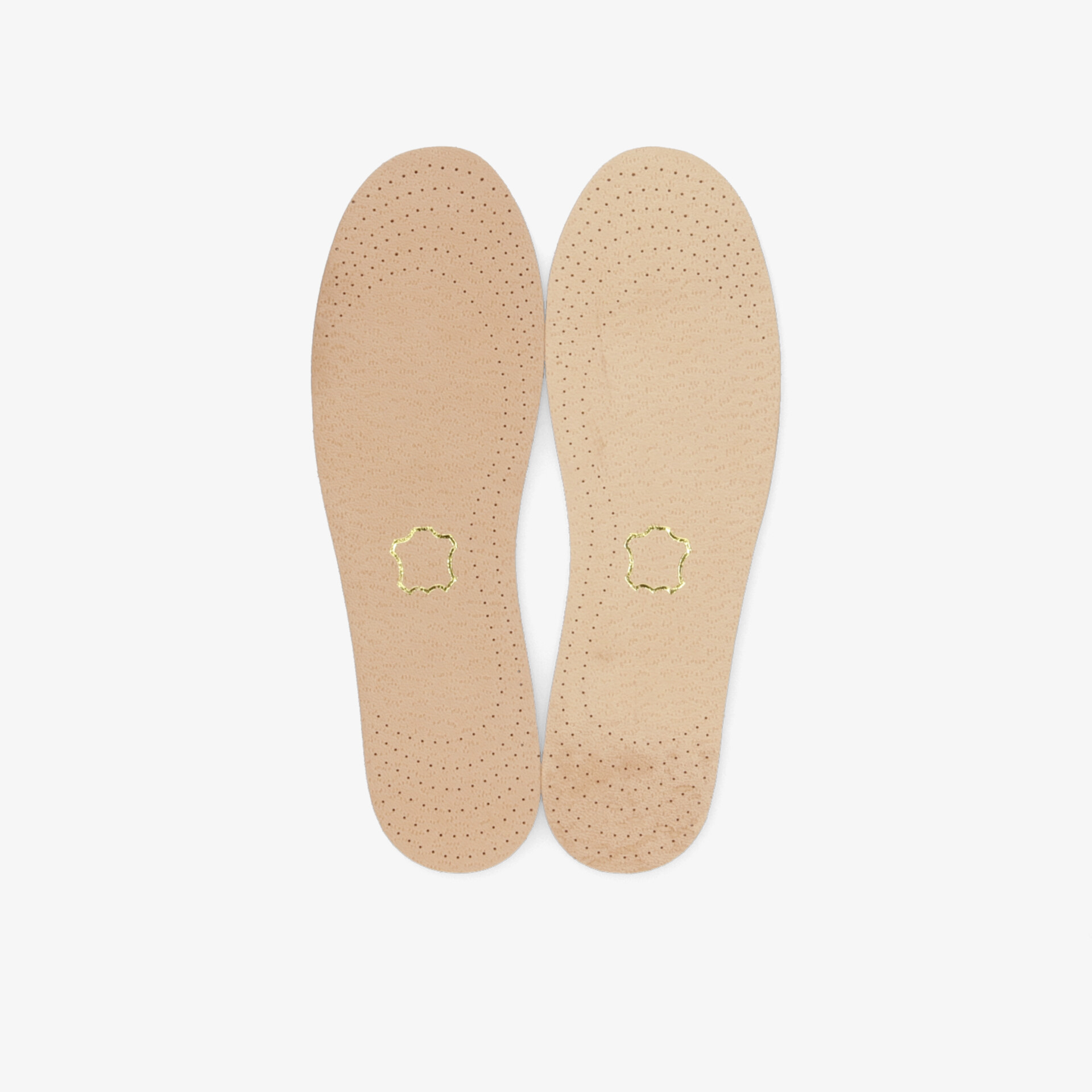 Beige Einlegesohlen im Paar, weich gepolstert und ergonomisch geformt für hohen Komfort und optimale Dämpfung