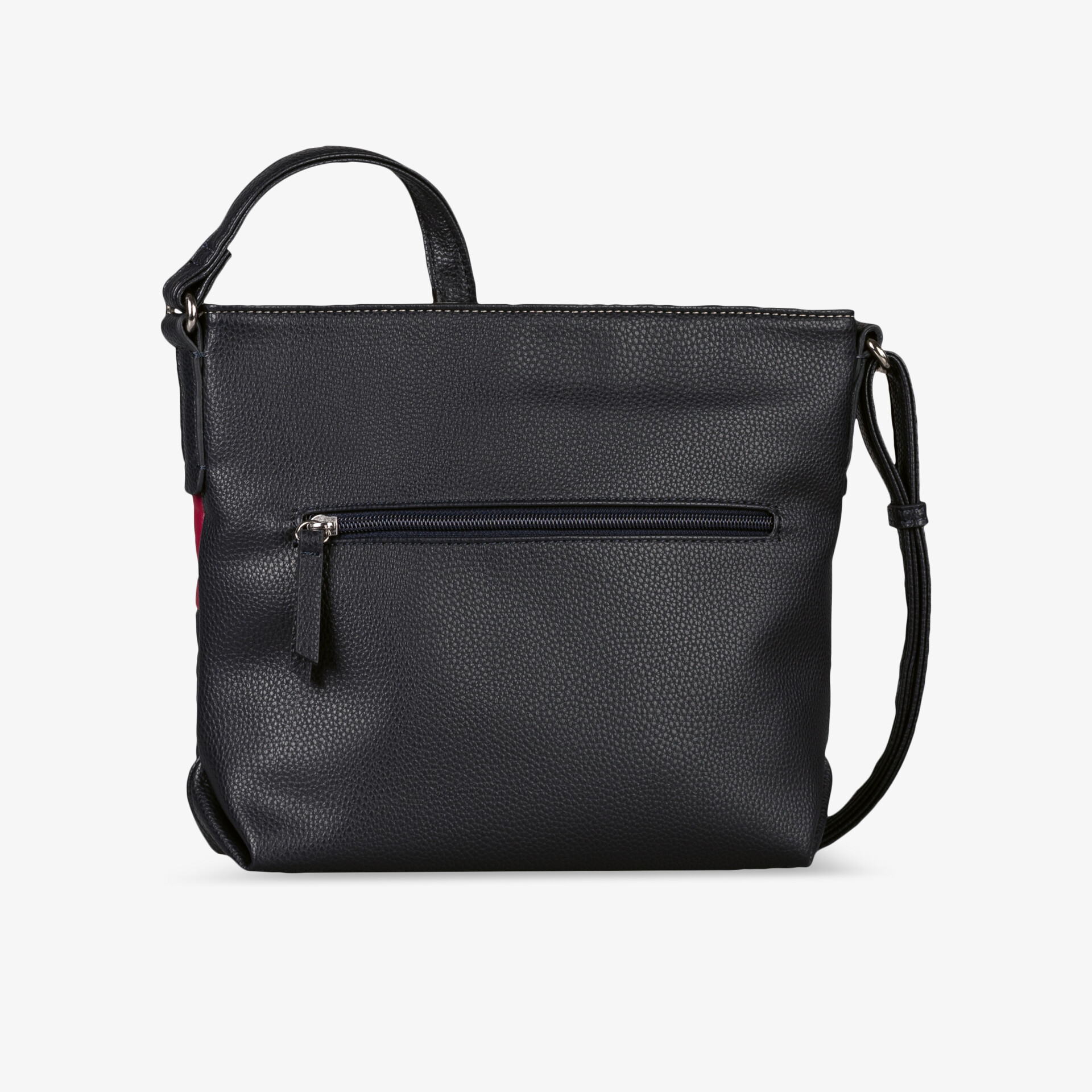 Schwarze Schultertasche aus Lederoptik mit praktischem Reißverschluss und verstellbarem Trageriemen, kompakt und modern