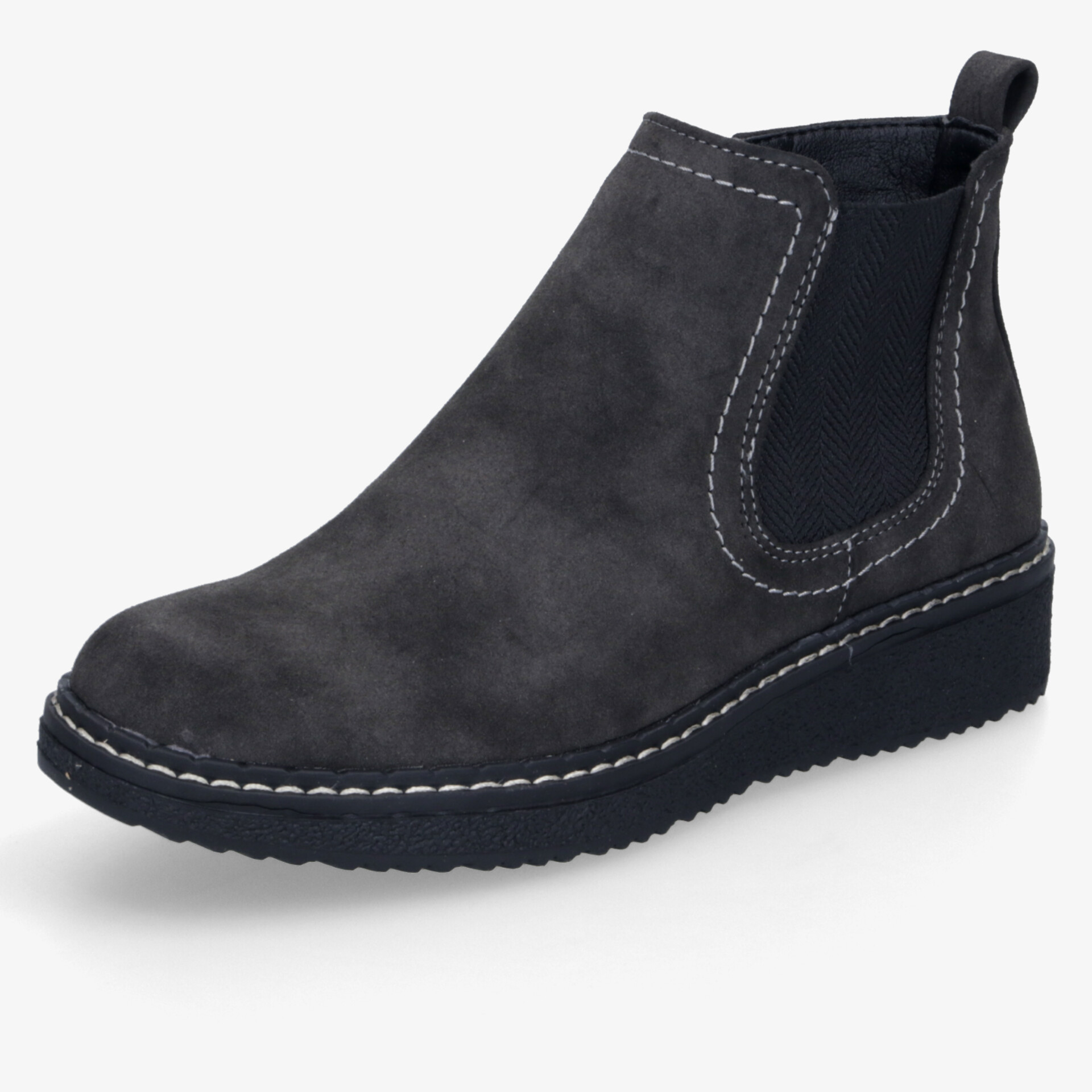 Schwarzer Chelsea Boot mit elastischen Seiteneinsätzen, rutschfester Sohle und robustem Material für hohen Tragekomfort