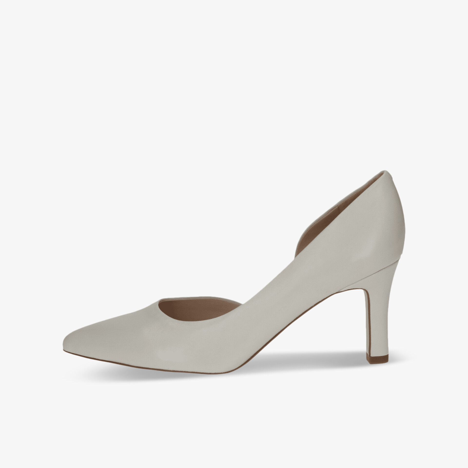 Eleganter weißer High Heel Schuh mit spitzer Form und mittlerem Absatz, klassisch und bequem