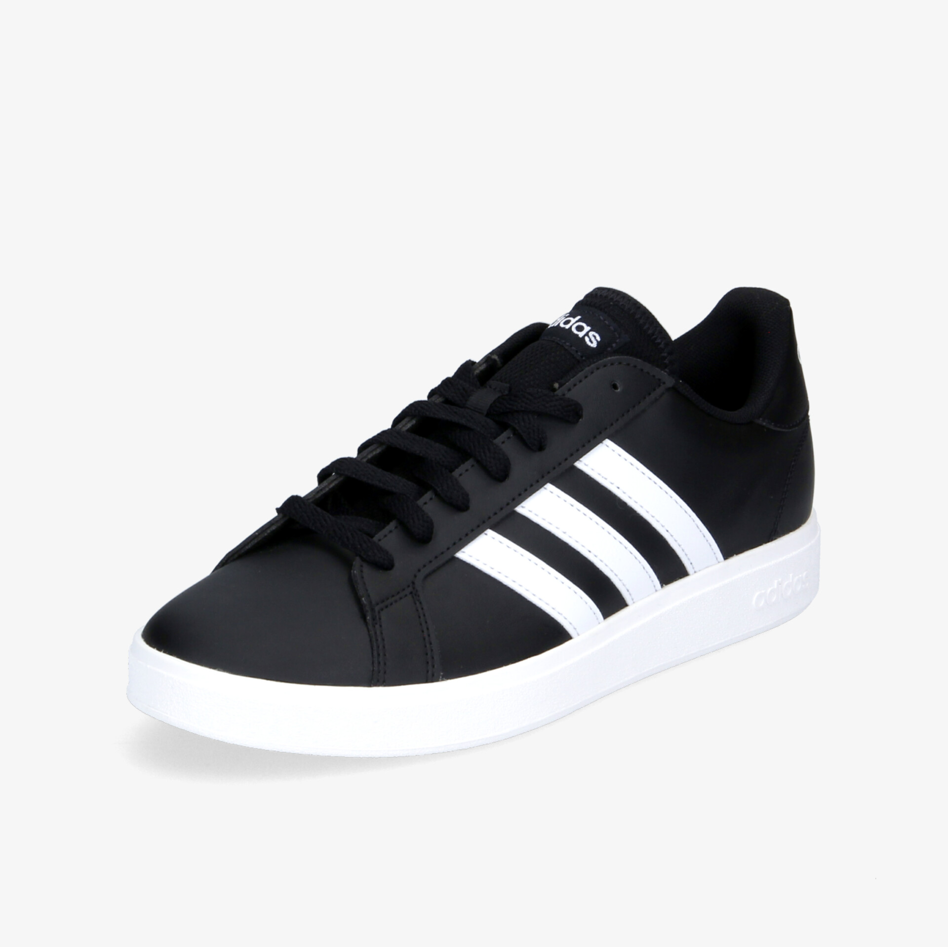 Schwarzer Sneaker mit weißen Streifen, ideal für Alltag und Freizeit, bietet Komfort und klassischen Stil.