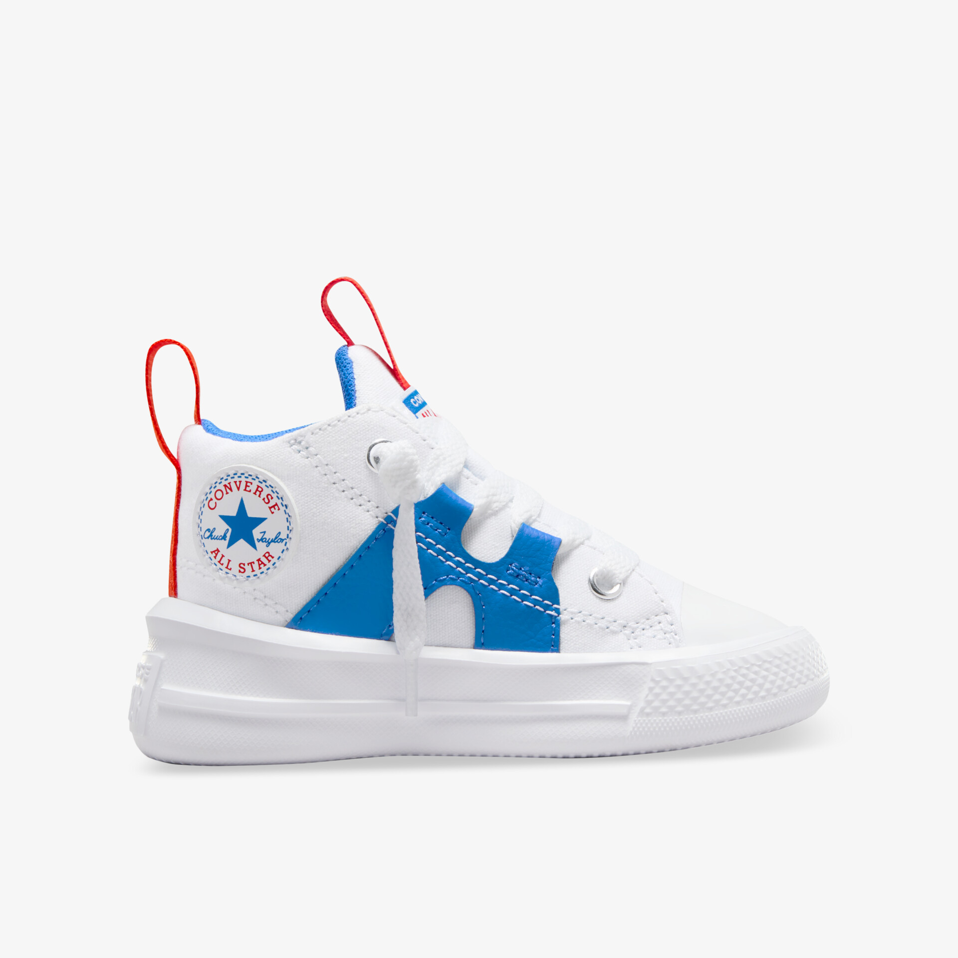Leichter, robuster Sneaker in Blau-Weiß mit Klettverschluss und gepolstertem Schaft für hohen Tragekomfort