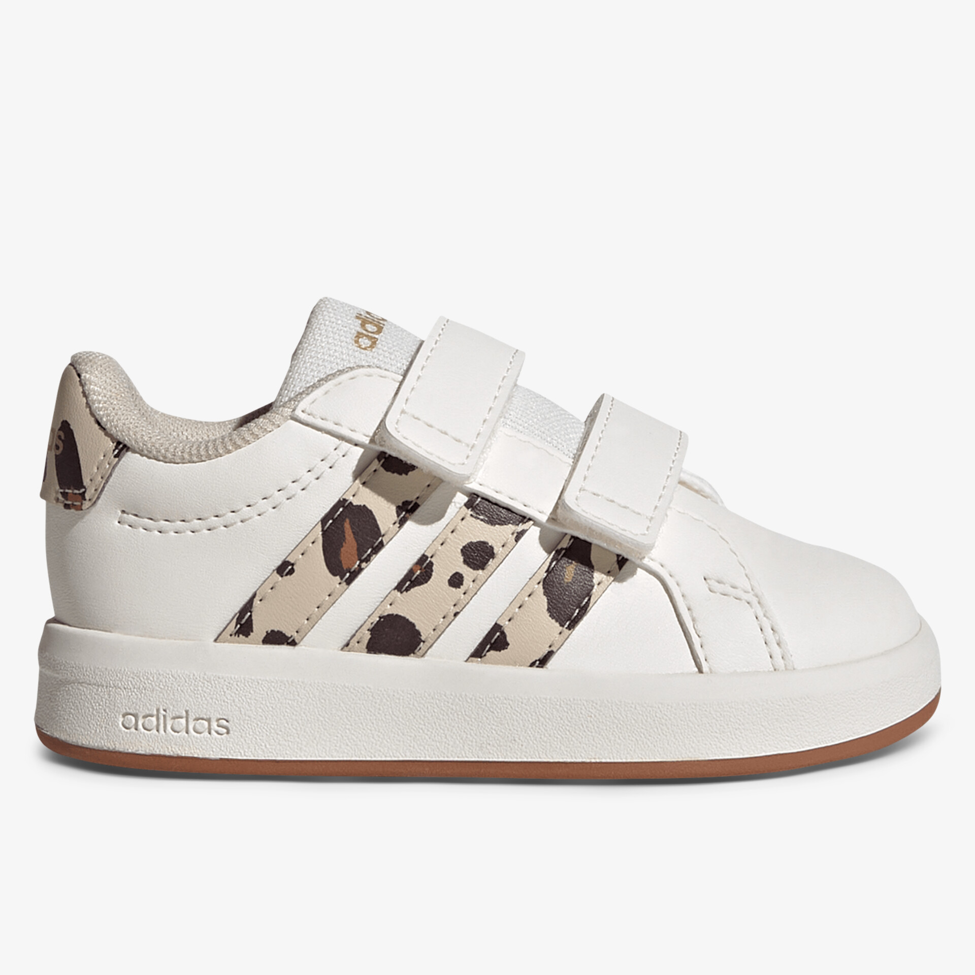 Weißer Sneaker mit Klettverschluss und stilvollen Animal Print Streifen, komfortabel und vielseitig kombinierbar