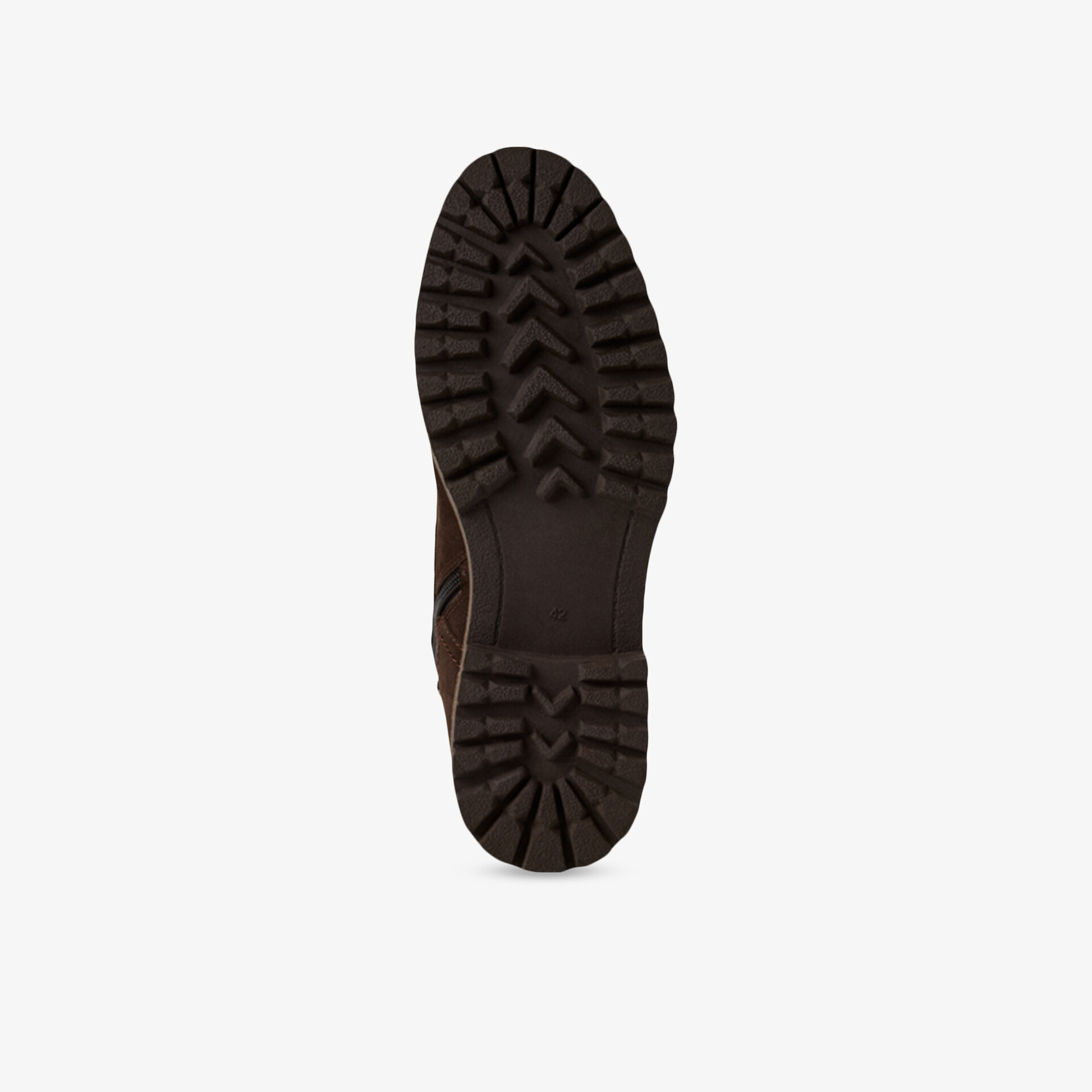 Robuste und rutschfeste schwarze Schuhsohle mit tiefem, profiliertem Muster für sicheren Halt und lange Haltbarkeit