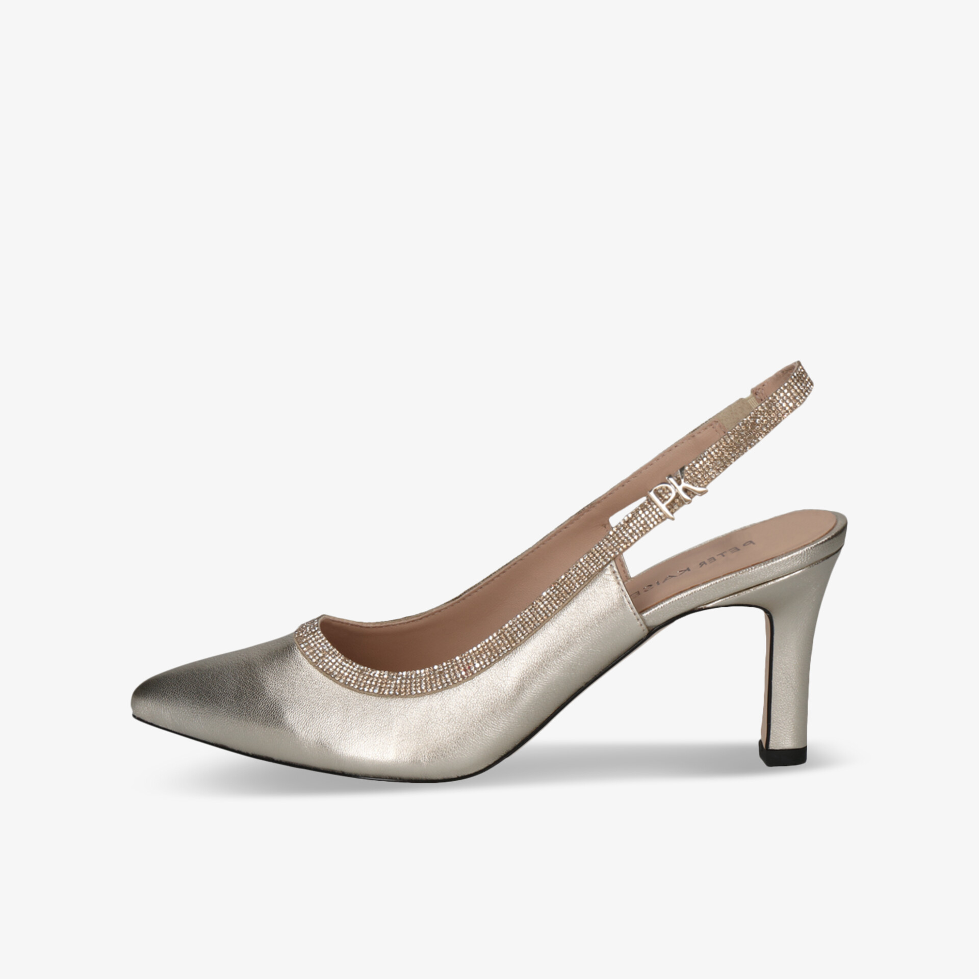 Eleganter Slingback-Pumps in Beige mit spitzer Schuhspitze und mittelhohem Absatz, komfortabel und hochwertig