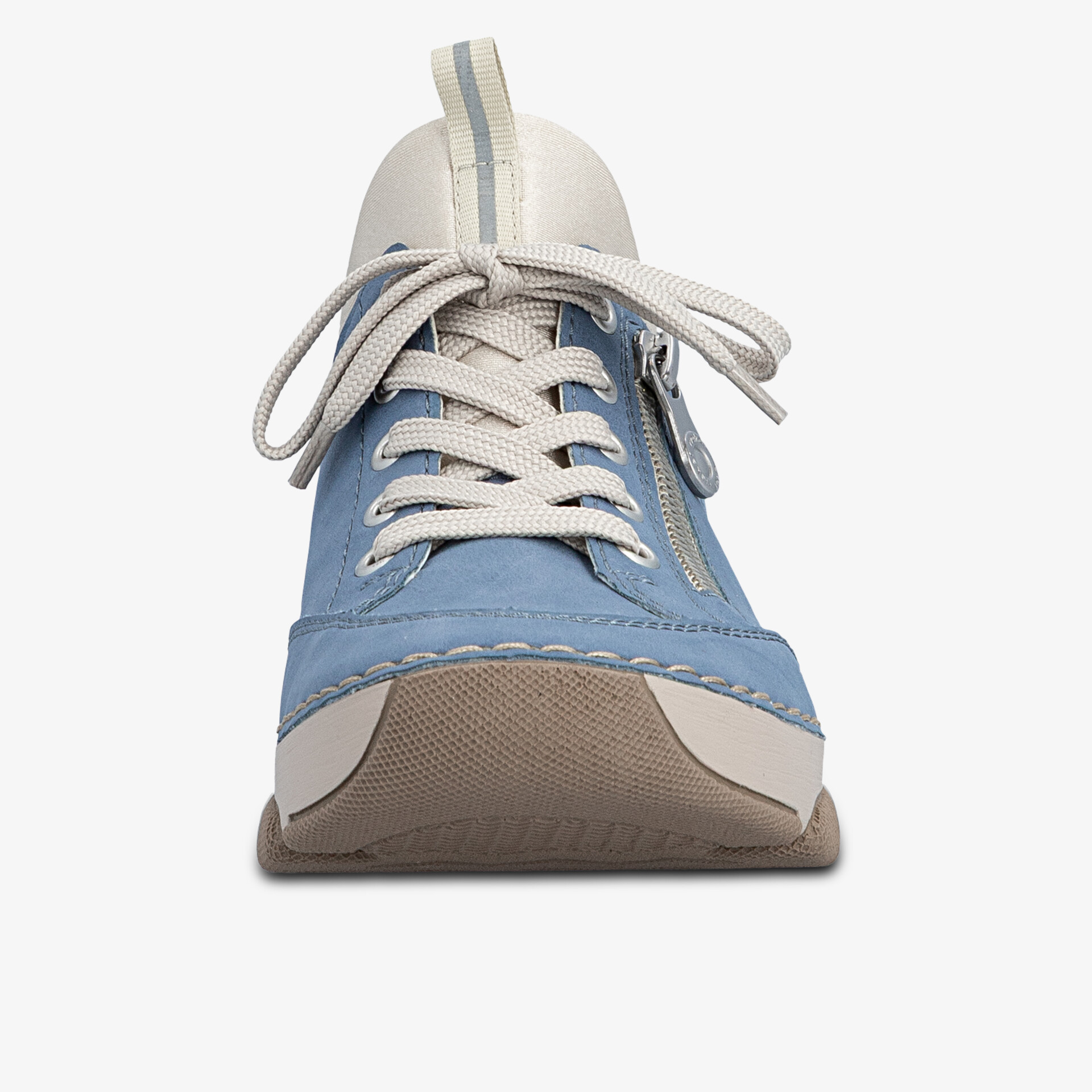 Moderner blauer Sneaker mit Schnürung und Reißverschluss für bequemen Tragekomfort