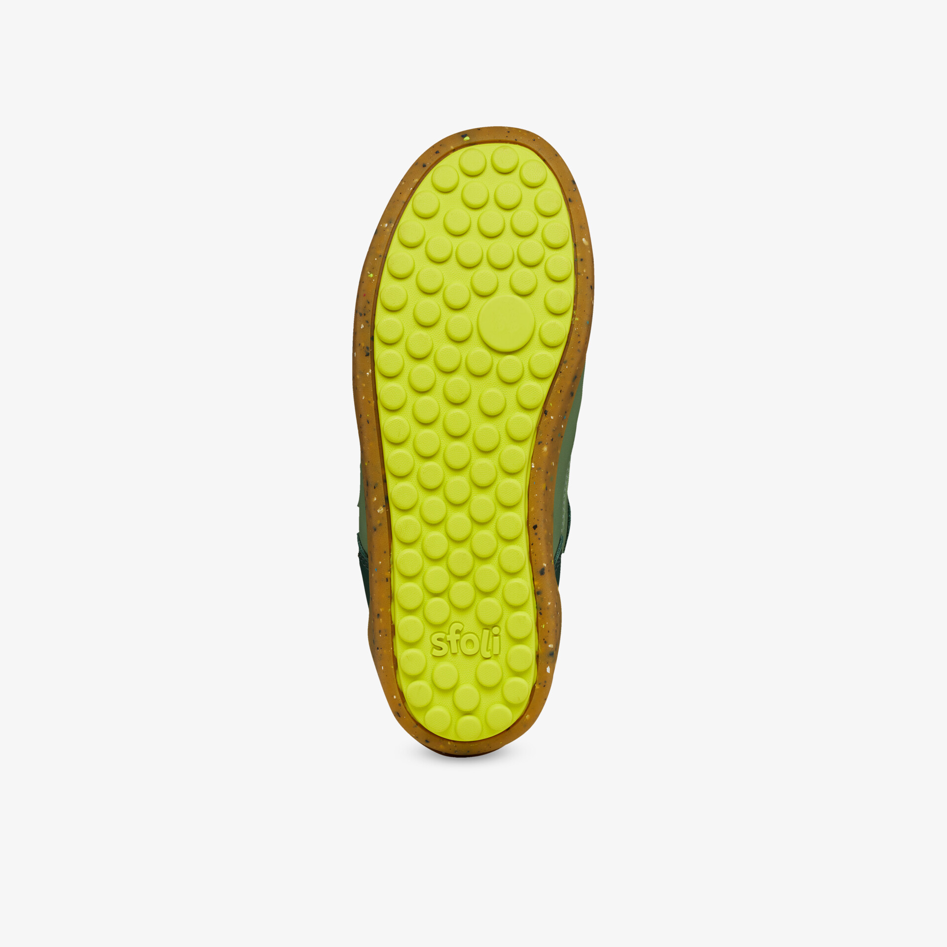 Leuchtende Schuhsohle mit rutschfester Struktur für optimalen Halt und Komfort.