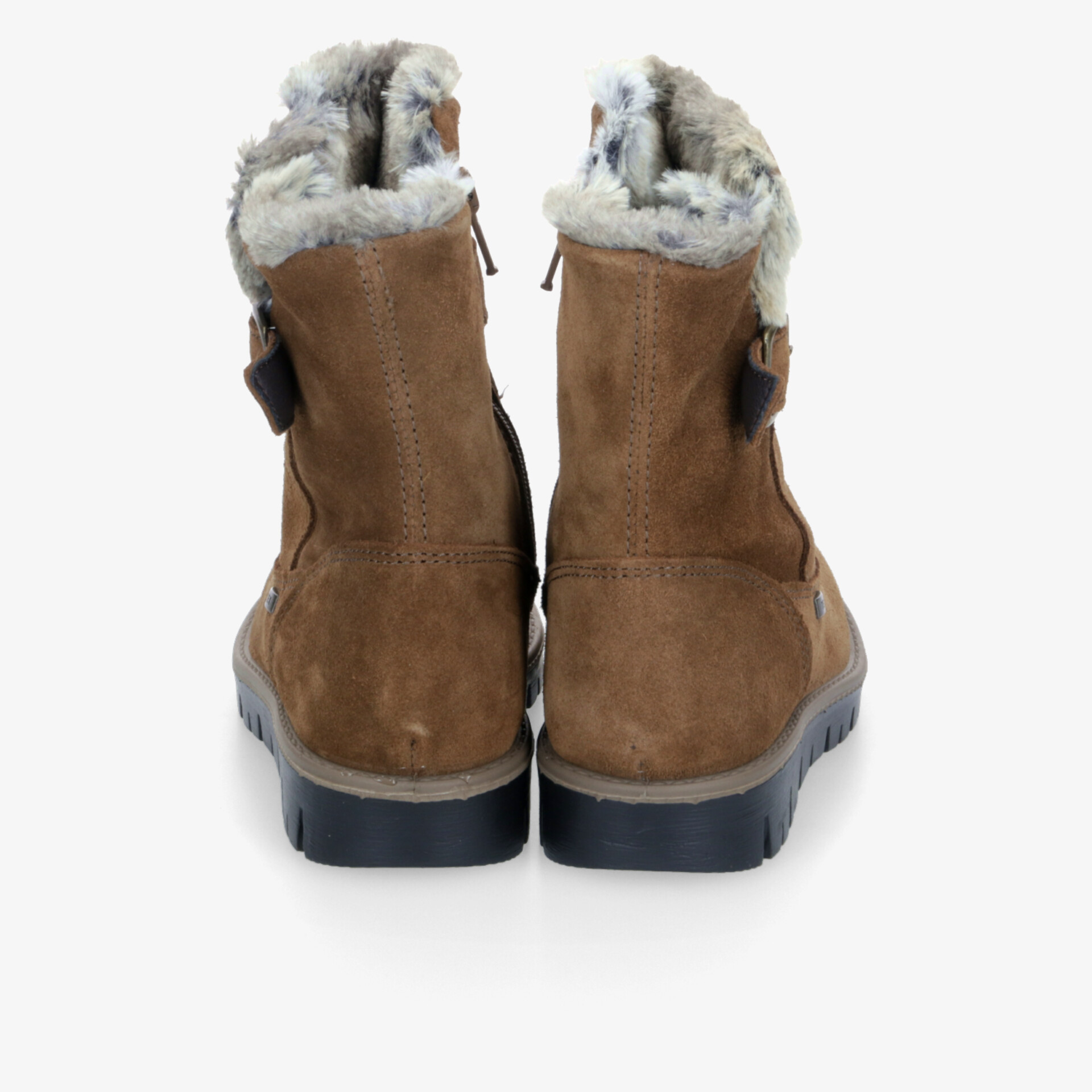 Winterstiefel mit warmem, flauschigem Innenfutter und rutschfester Sohle, robust und bequem von hinten sichtbar