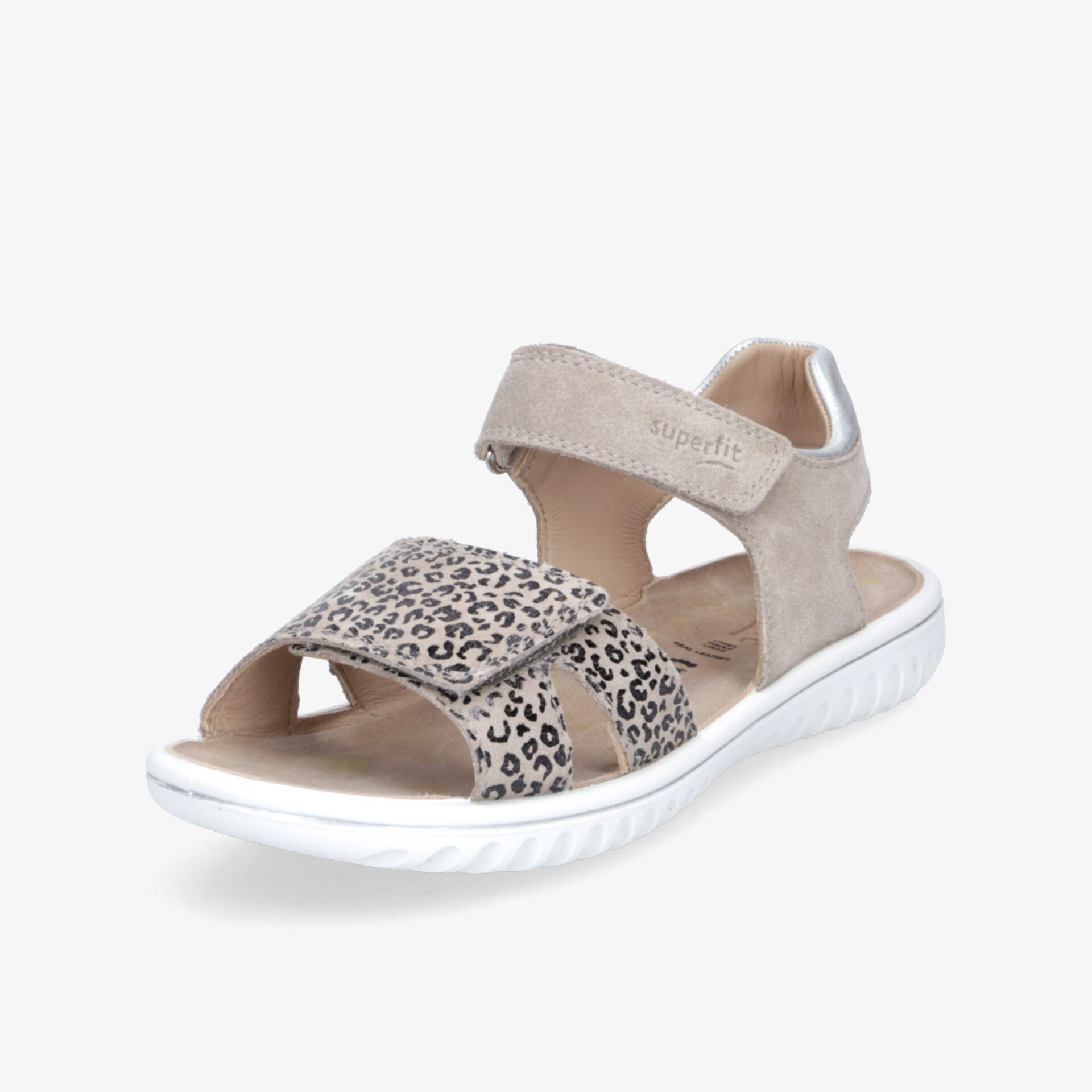 Bequeme Sandale mit verstellbarem Klettverschluss und weichem Fußbett, leichter Schuh mit modischem Leopardmuster und rutschfester Sohle