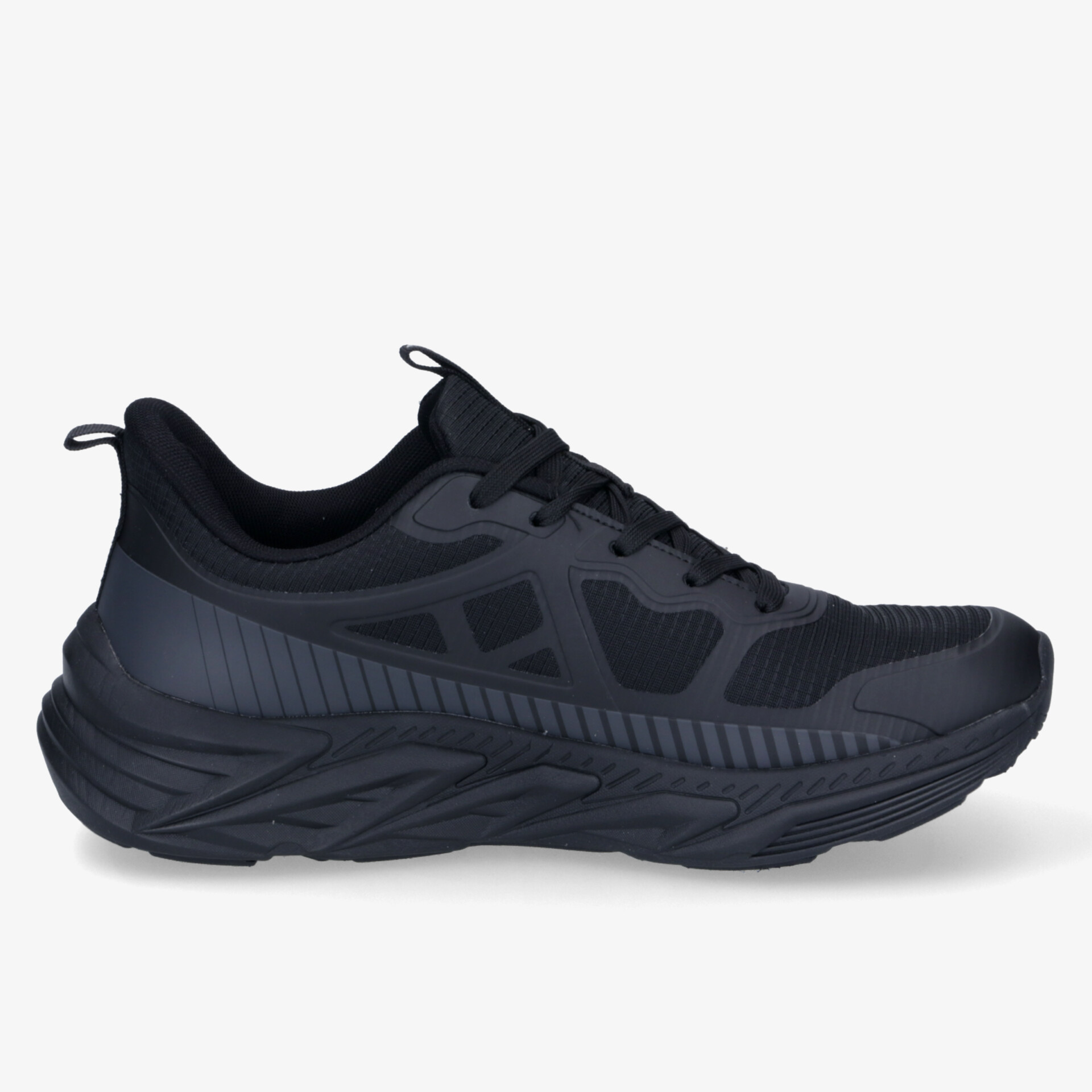 Schwarzer sportlicher Sneaker mit robuster Sohle und bequemer Passform, ideal für Komfort und Alltag
