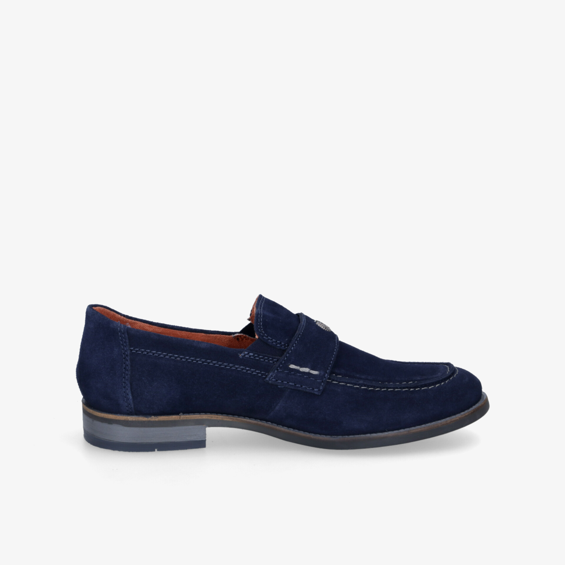 Dunkelblauer Veloursleder-Loafer, elegante Passform, ideal für stilvolle Anlässe und Alltagskomfort.