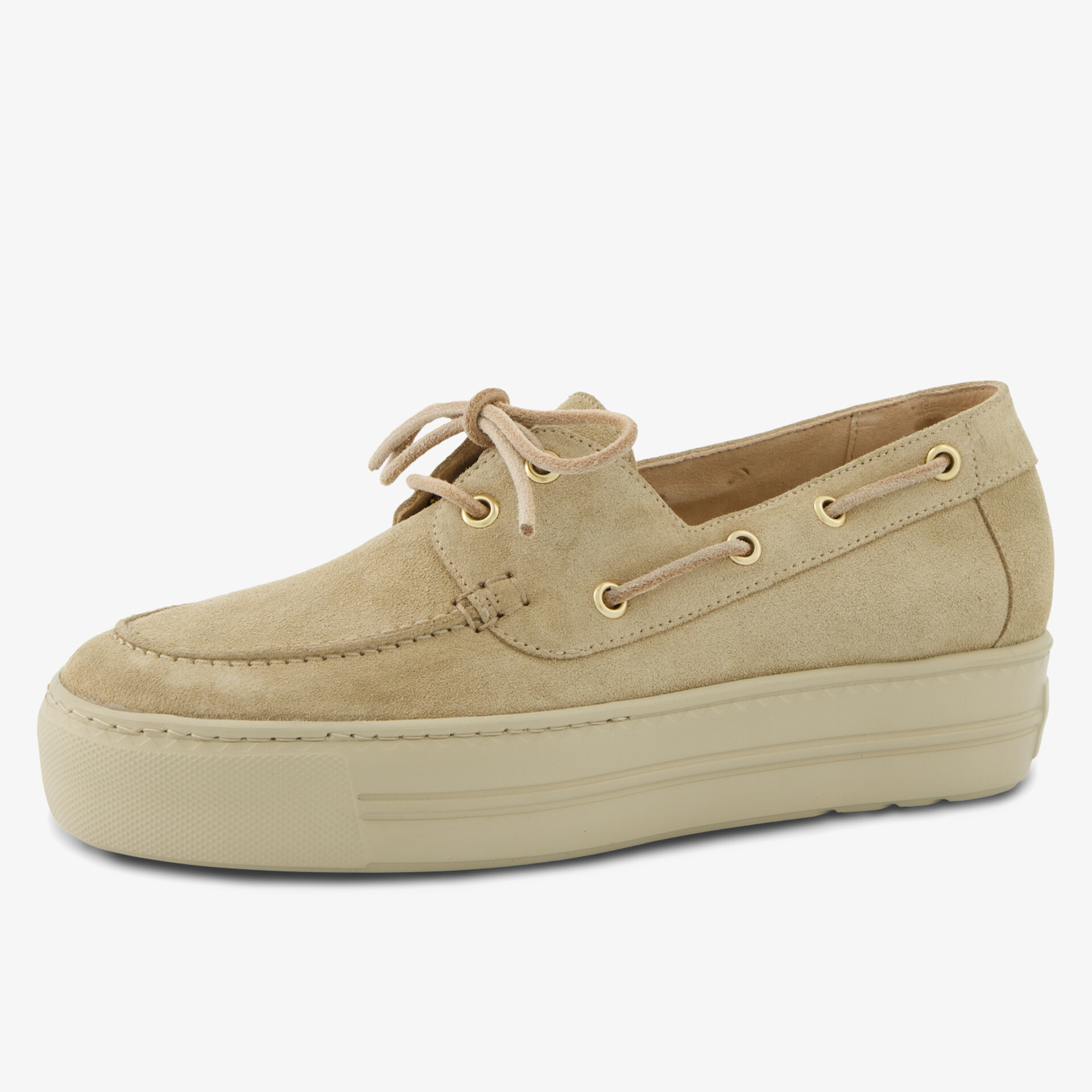 Moderner beige Schnürschuh mit Plateau für optimalen Komfort und vielseitigen Stil.