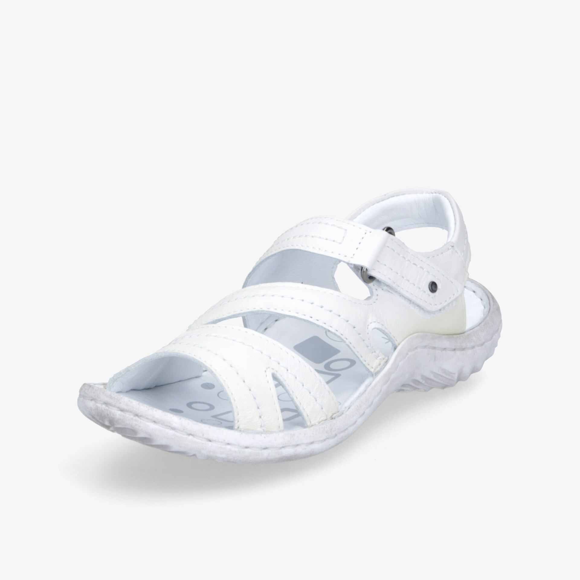 Sportliche weiße Sandale mit verstellbarem Klettverschluss, rutschfester Sohle und komfortablem Design