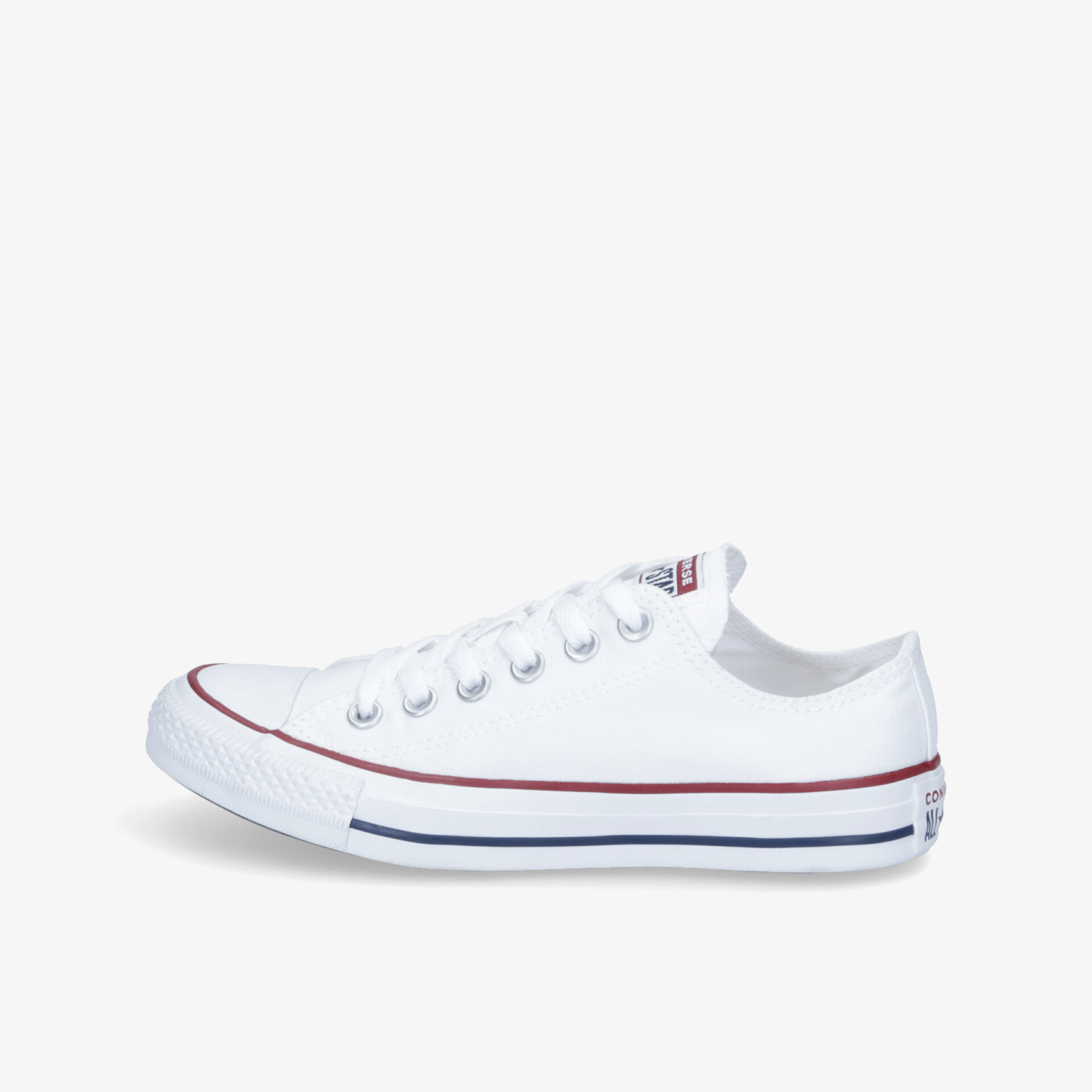 Klassische weiße Sneaker mit niedrigem Schnitt und Gummisohle für Komfort und Vielseitigkeit im Alltag.