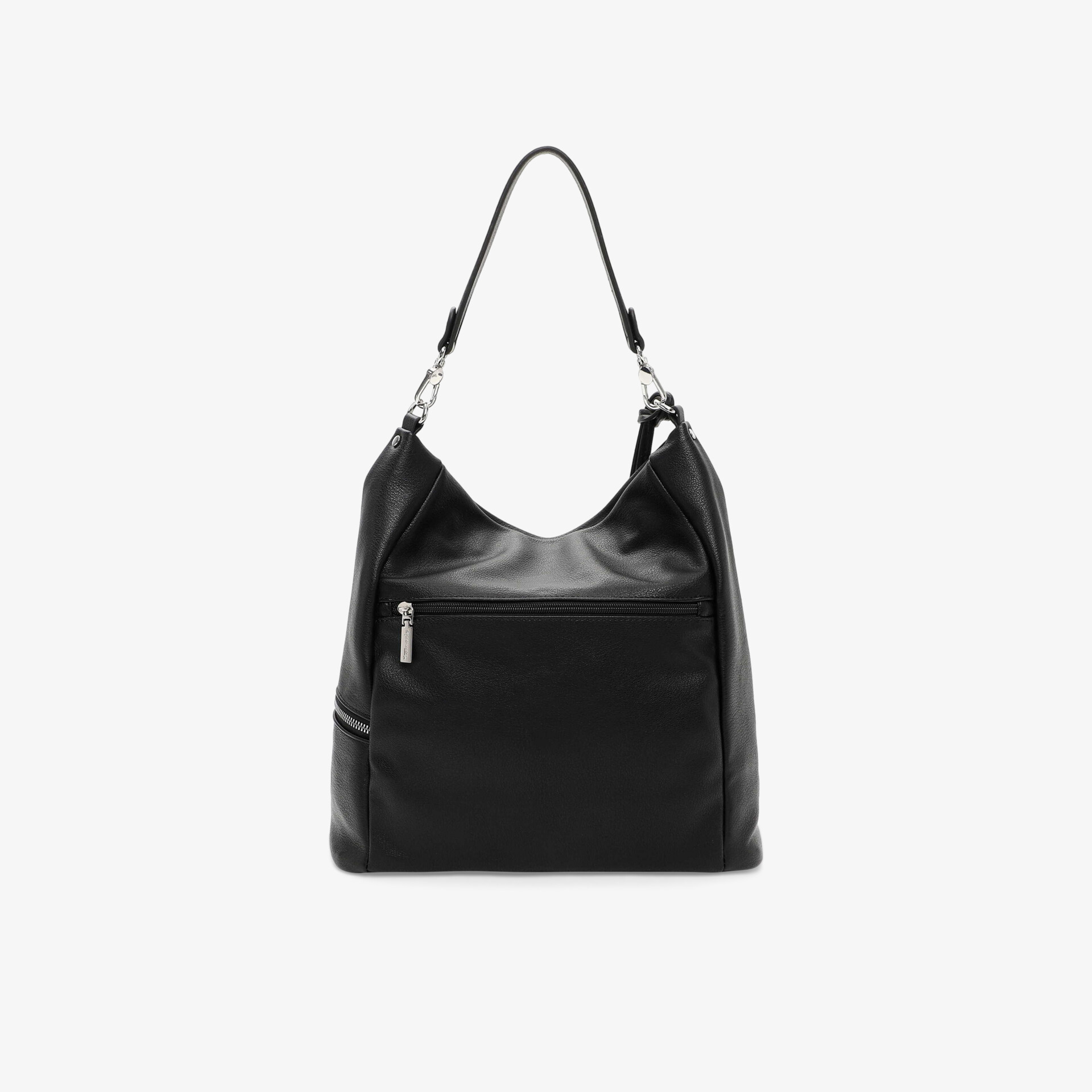 Elegante schwarze Hobo-Tasche mit Reißverschluss, vielseitig und geräumig. Perfekt für jeden Anlass.
