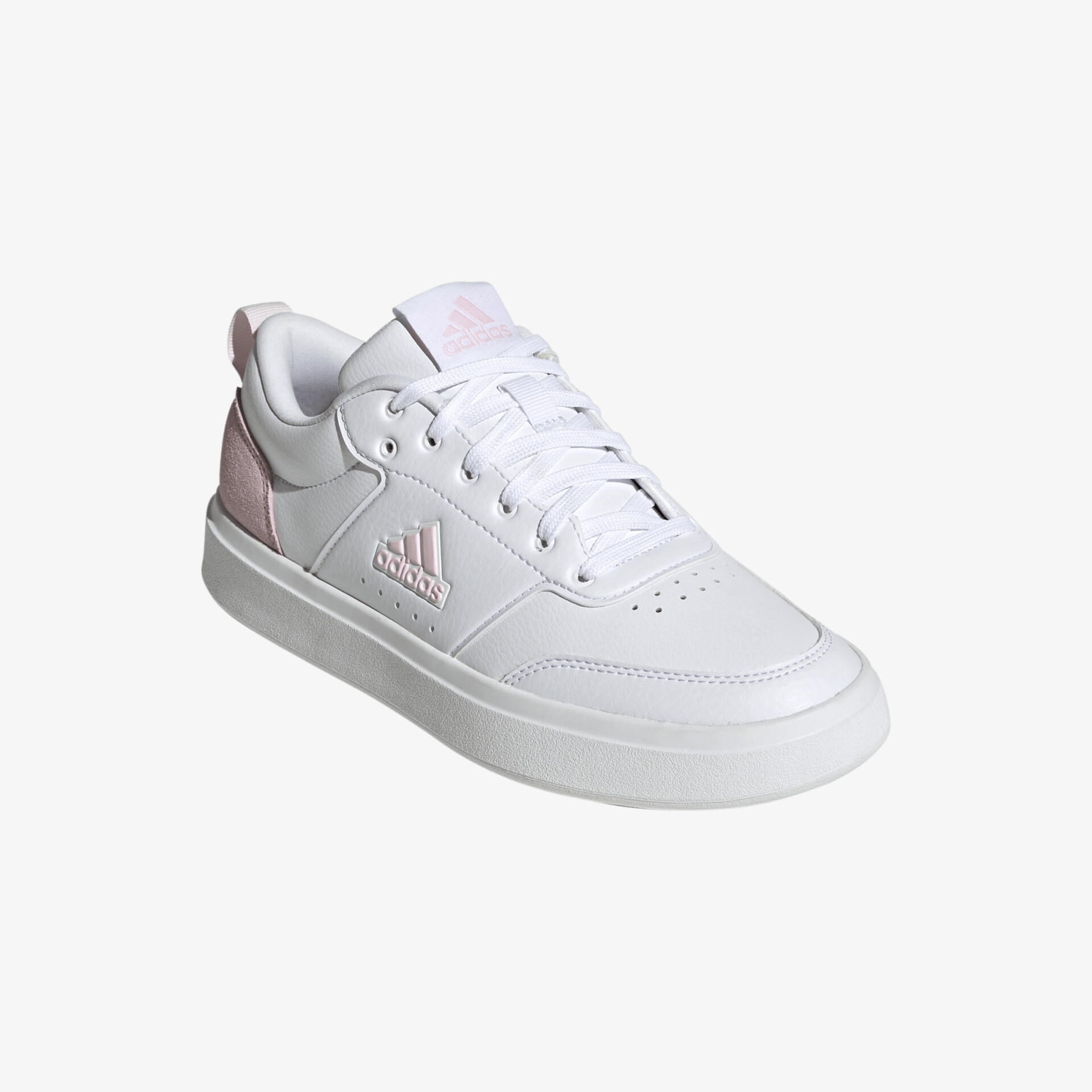 Weißer Sneaker mit rosa Details und Schnürsenkeln, sportlicher Look, ideal für Freizeit und Sport