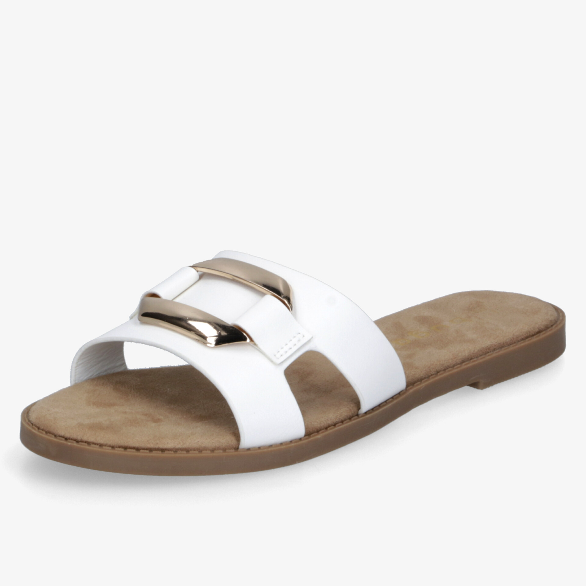 Weißer, bequemer Sandalenschuh mit flacher Sohle und verstellbaren Riemen, ideal für sommerlichen Komfort