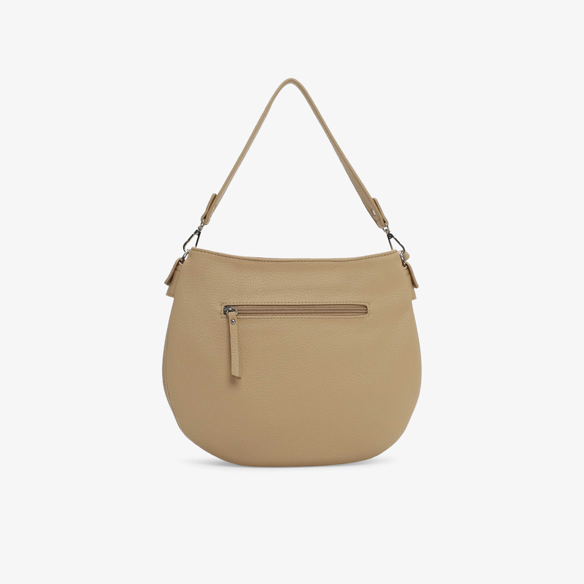 Beige Schultertasche mit praktischem Reißverschluss und weichem Material, elegantes und kompaktes Design