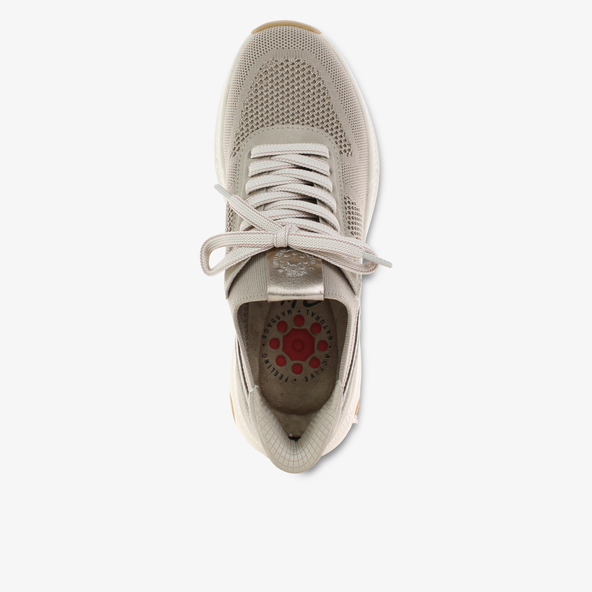 Stilvoller Sneaker in Taupe mit atmungsaktivem Obermaterial und klassischem Design.