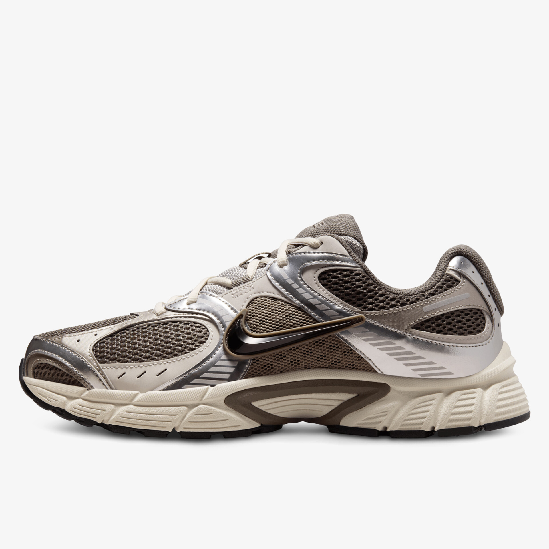 Seitliche Ansicht eines atmungsaktiven, leichten Laufschuhs mit strapazierfähigem Obermaterial und bequemer Passform