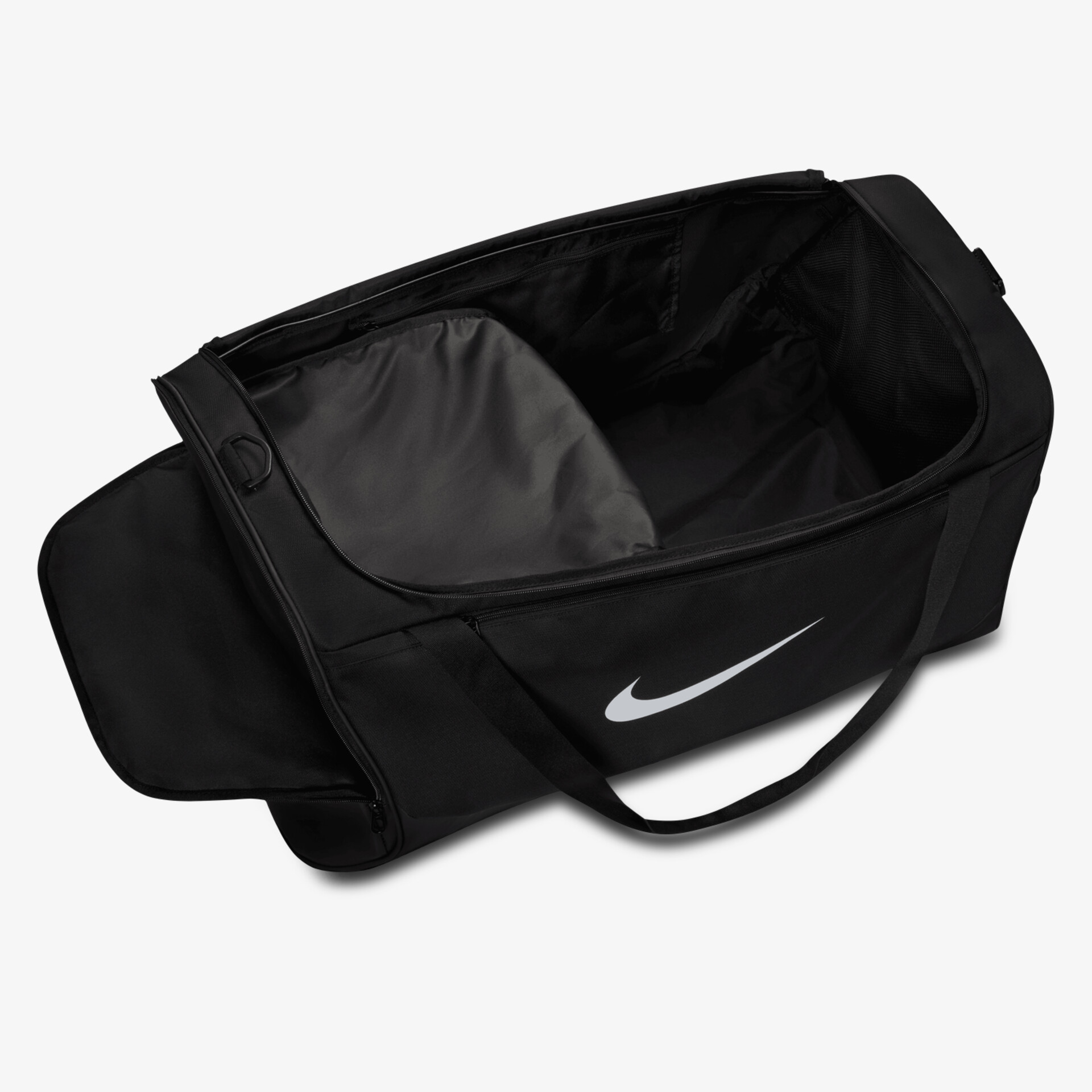 Robuste schwarze Tasche mit großzügigem Hauptfach und praktischem Tragegriff, ideal für vielseitige Nutzung